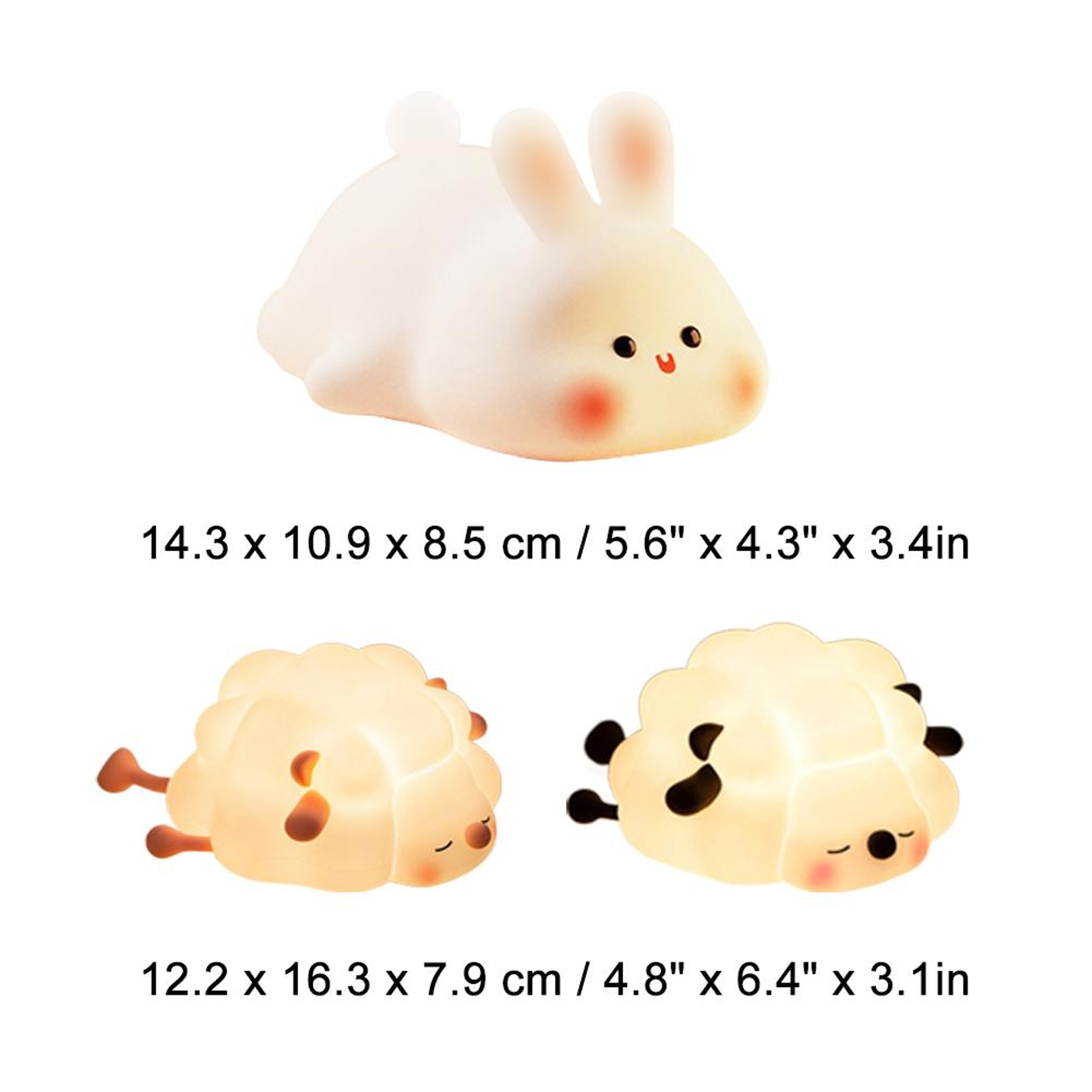 Cute Rabbit Silicone LED Night Light Rechargeable Tap Control Bedroom Lamp – view 6