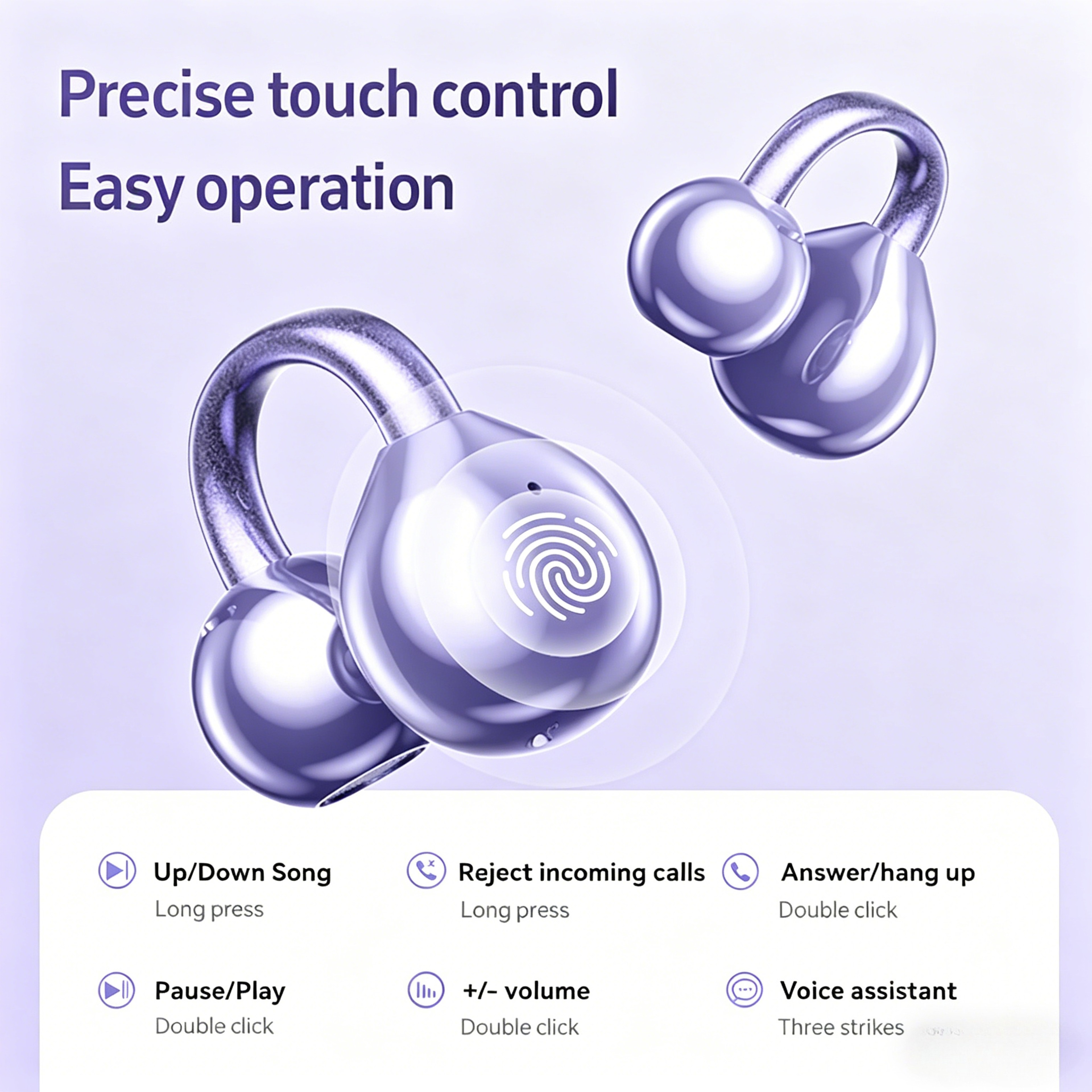 Wireless Clip On Bluetooth Earbuds Noise Cancelling Handsfree Headset for Sports Gaming Music – view 6
