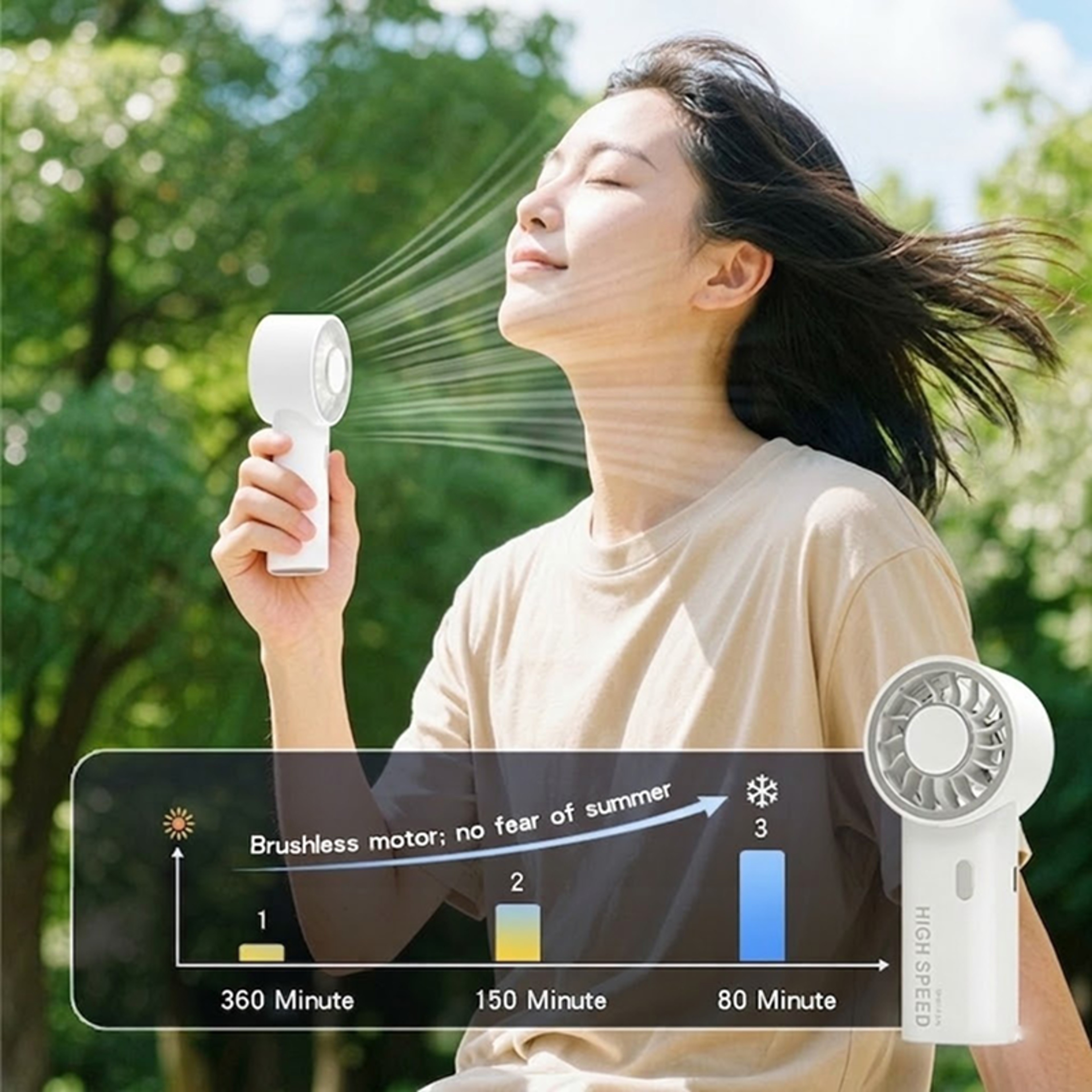 High Speed Mini Handheld Fan USB Rechargeable Portable Cooling Fan – view 2