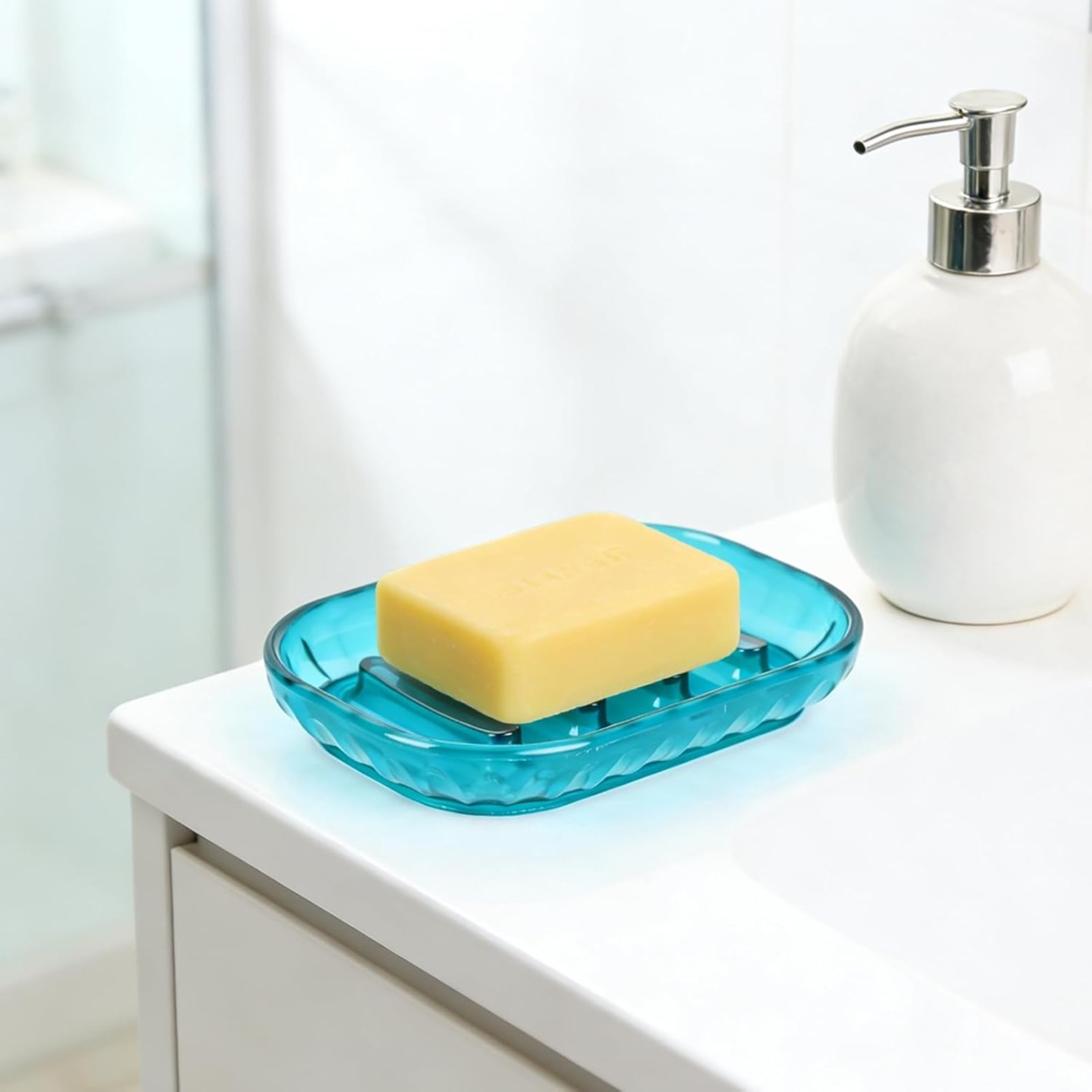 Clear Self Draining Soap Dish and Kitchen Sponge Holder – view 4