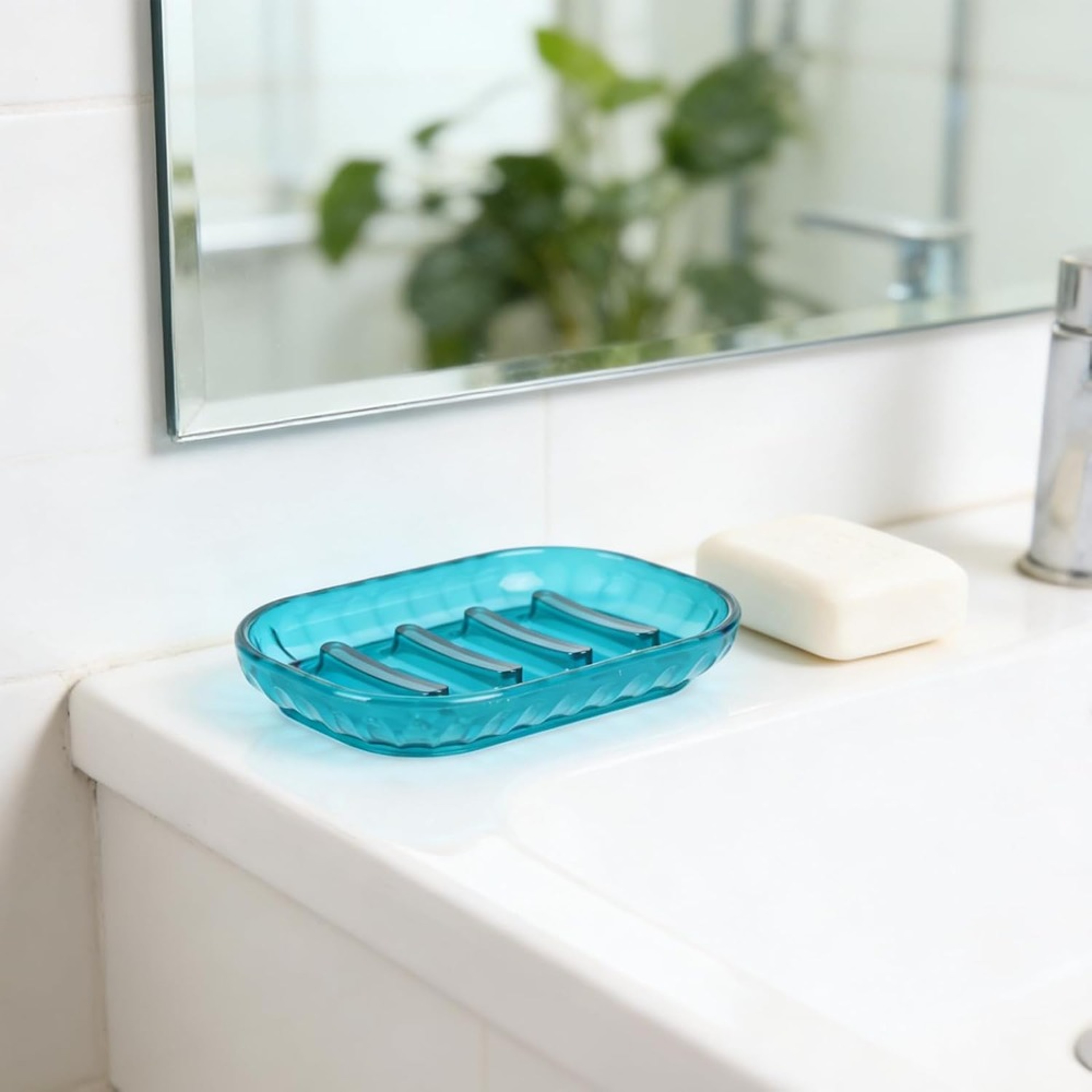 Clear Self Draining Soap Dish and Kitchen Sponge Holder – view 5