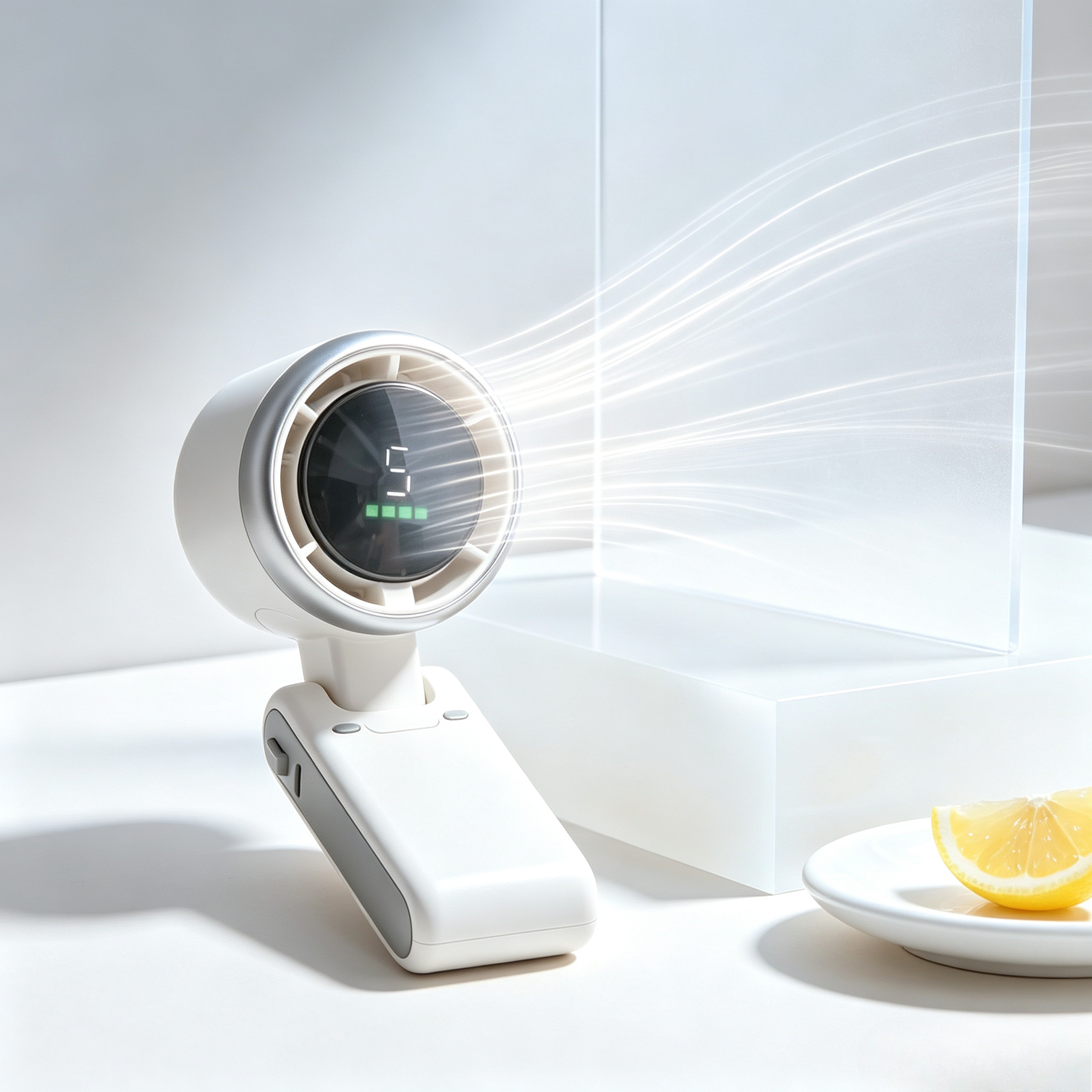 Foldable Mini Handheld Fan with LED Display and USB Rechargeable Neck Design – view 1