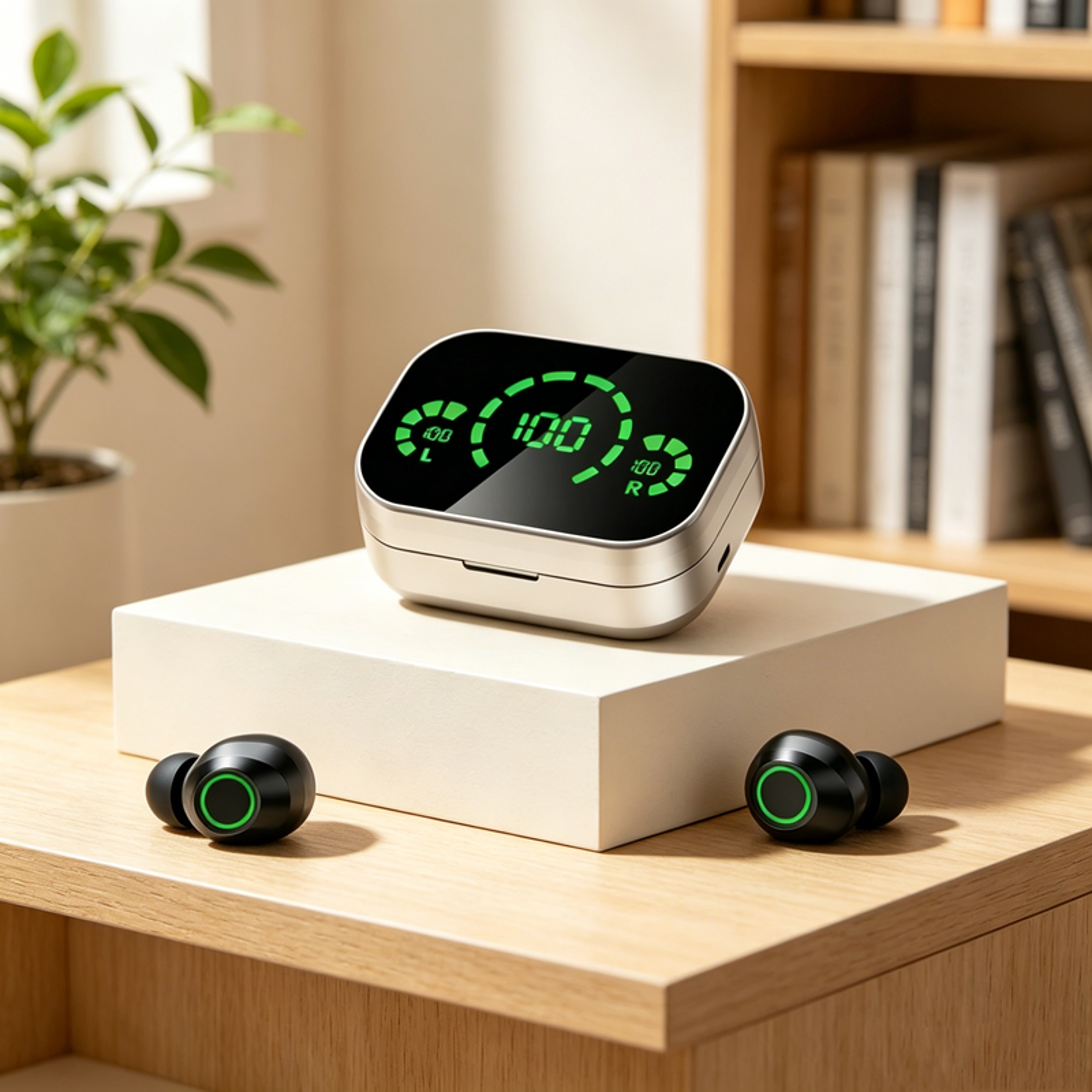 LED Display Wireless Bluetooth Earbuds with Mic and Charging Case – view 1