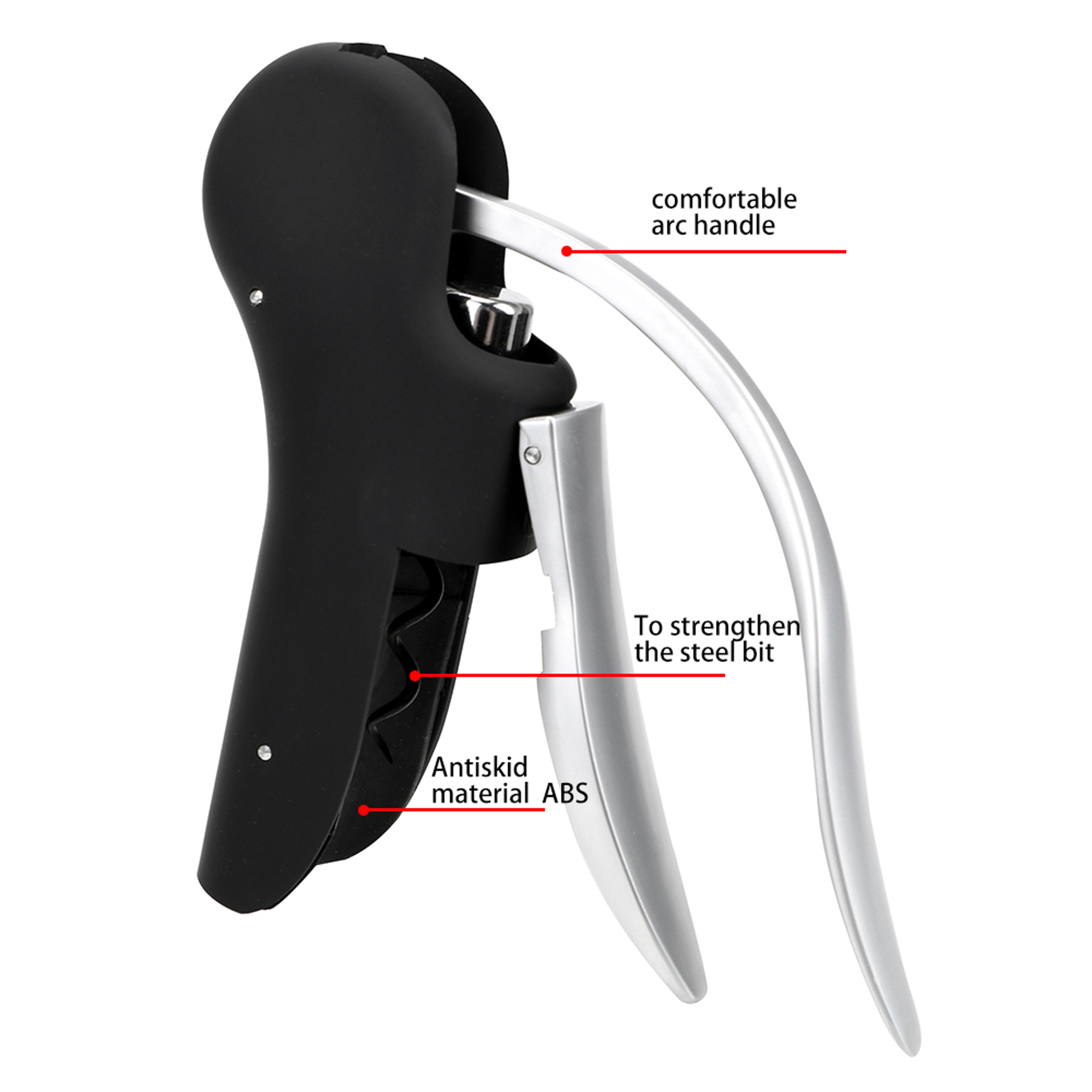 Effortless Lever Corkscrew and Foil Cutter Wine Opener Set – view 3