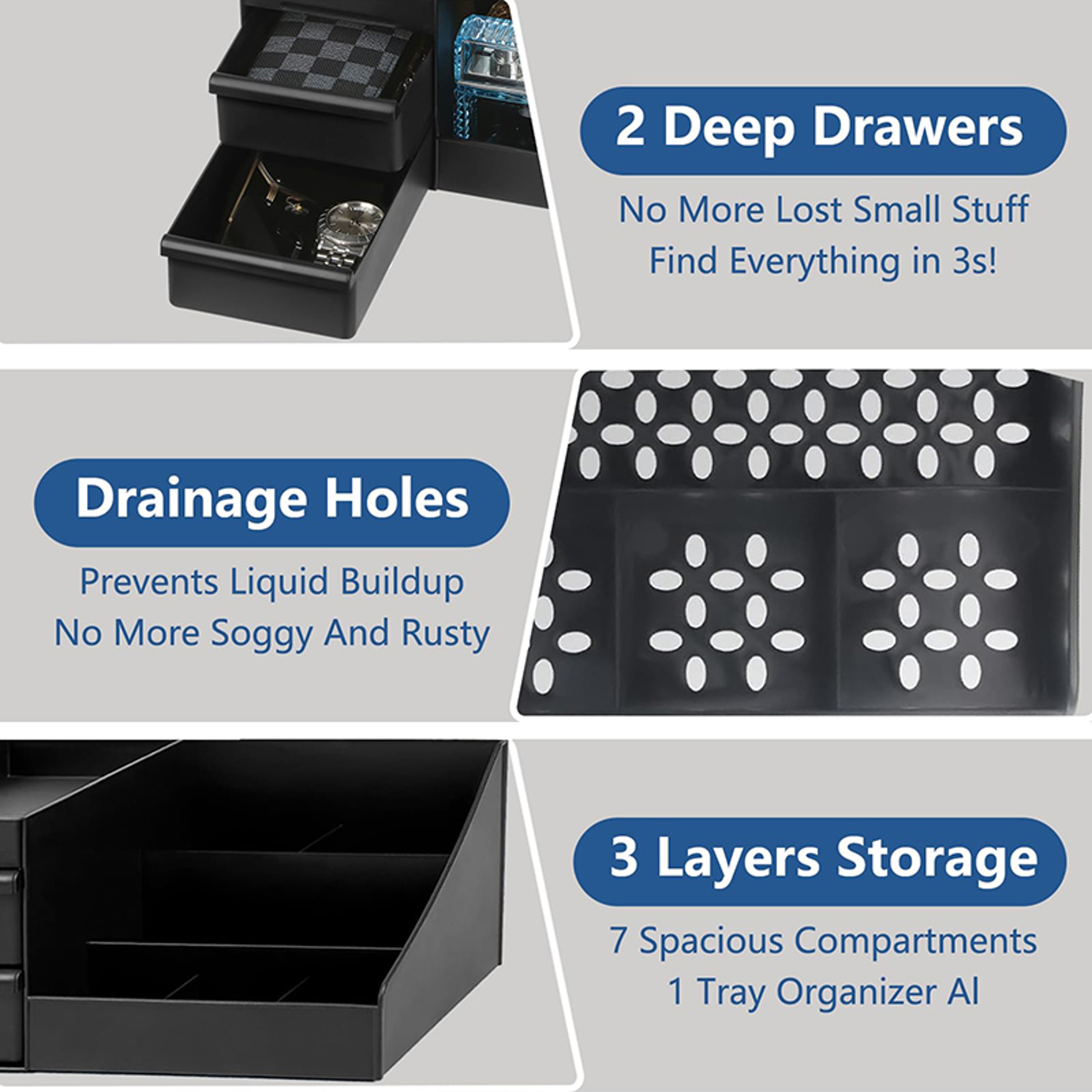 Mens Cologne Organizer with Drawers Perfume Stand and Countertop Storage – view 5