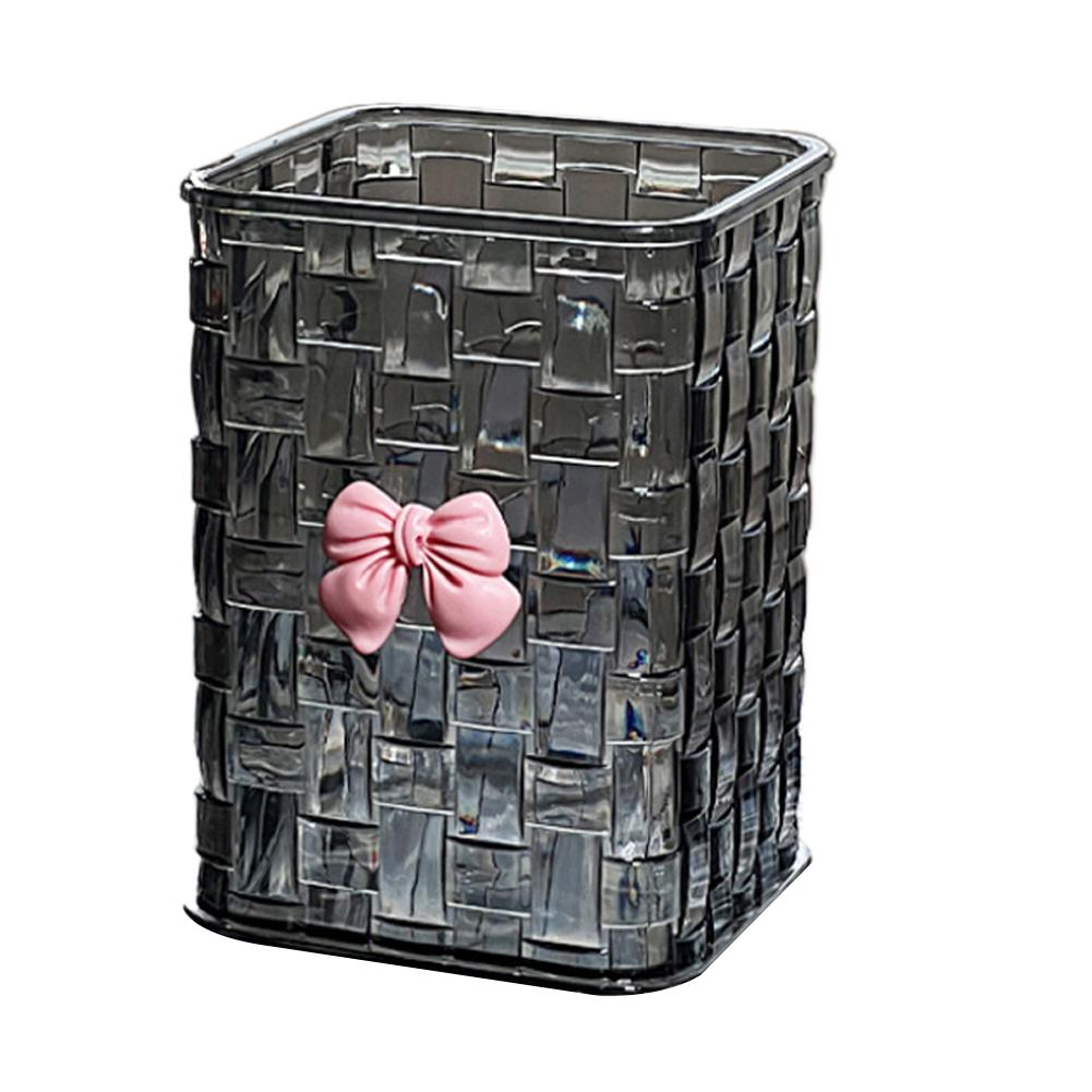 Clear Makeup Brush Organizer with Bow Textured Vanity Storage Holder – view 7