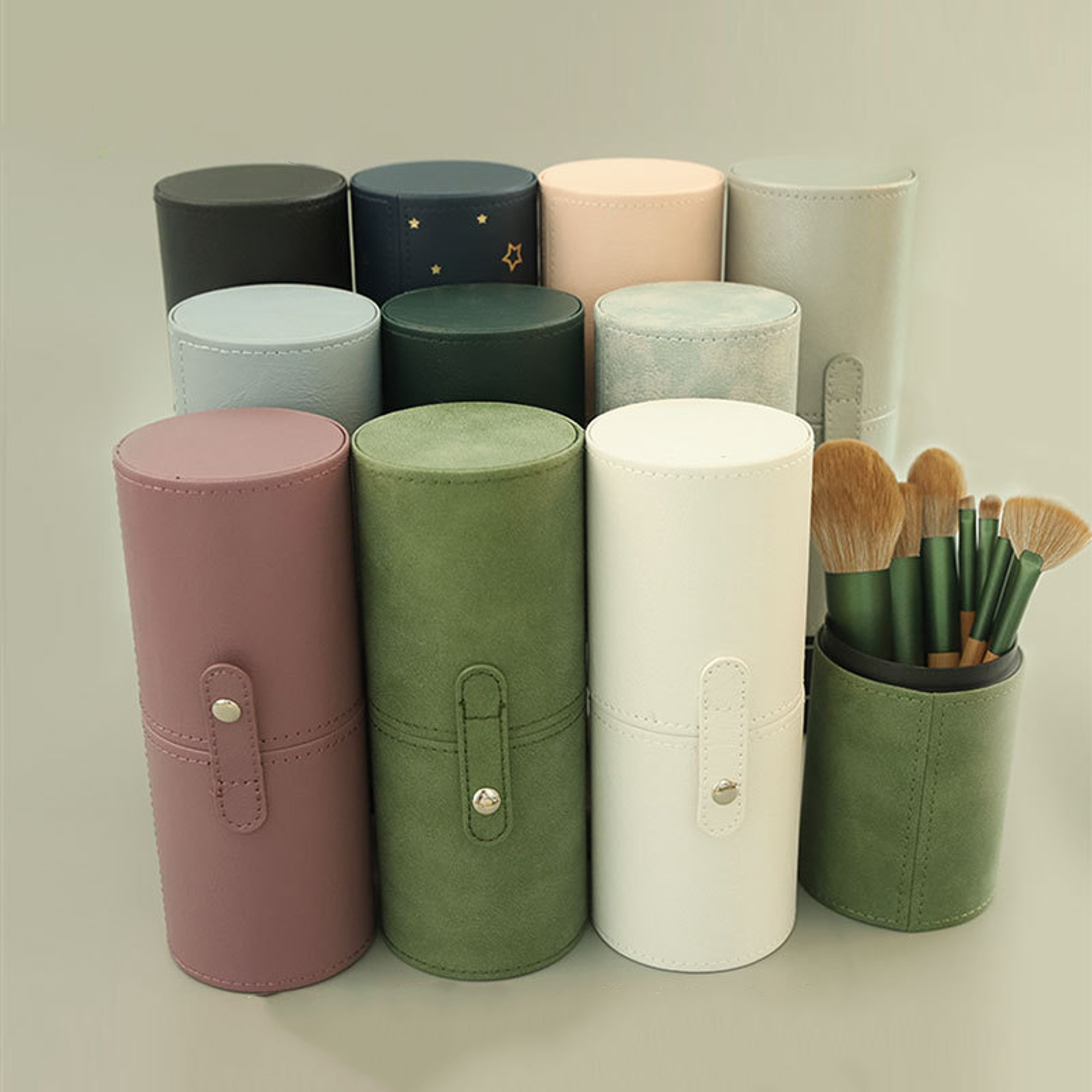 PU Leather Makeup Brush Holder Travel Makeup Brush Case Dustproof Cosmetic Organizer 0