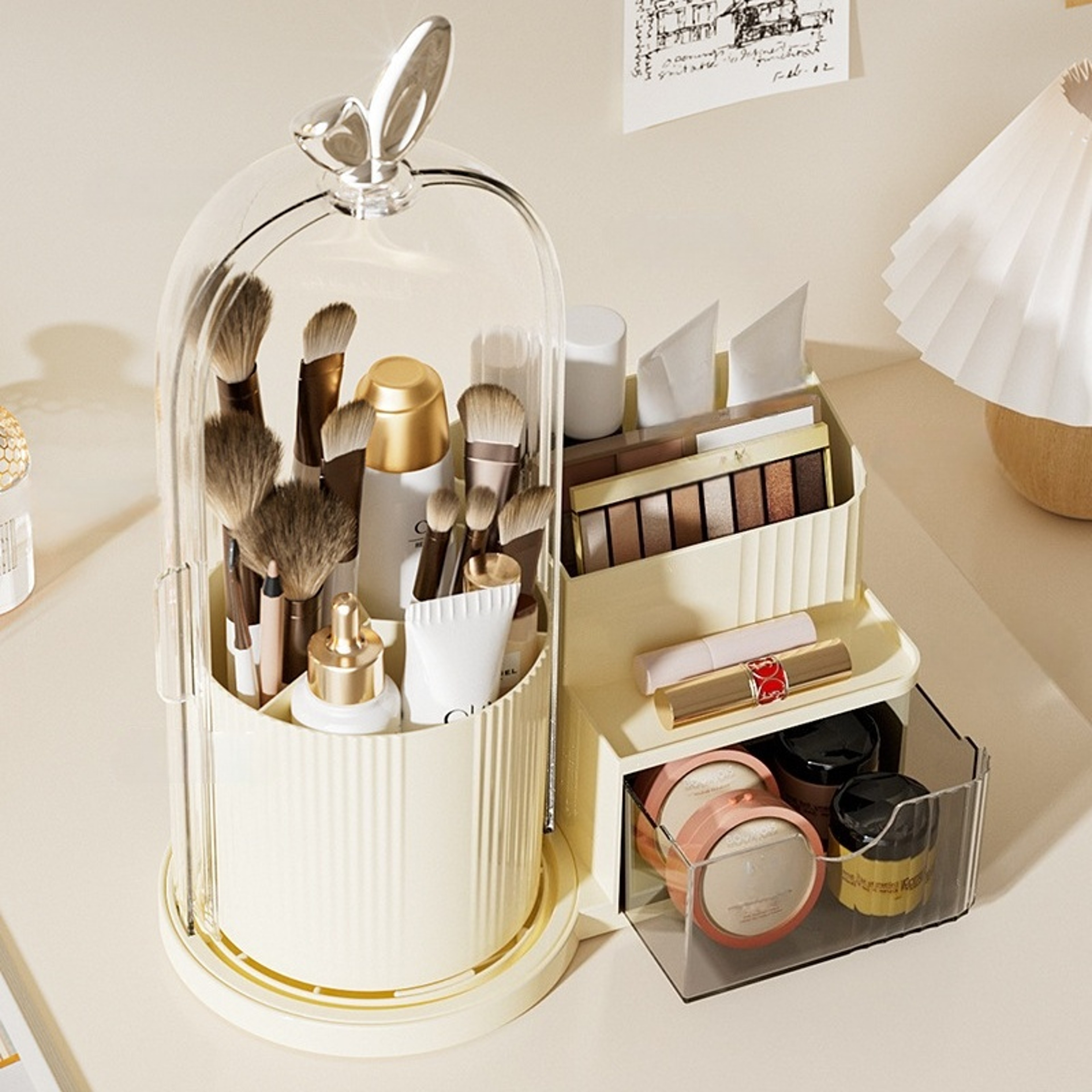Dustproof Makeup Organizer With Drawers Multi Layer Cosmetic Storage Box 2