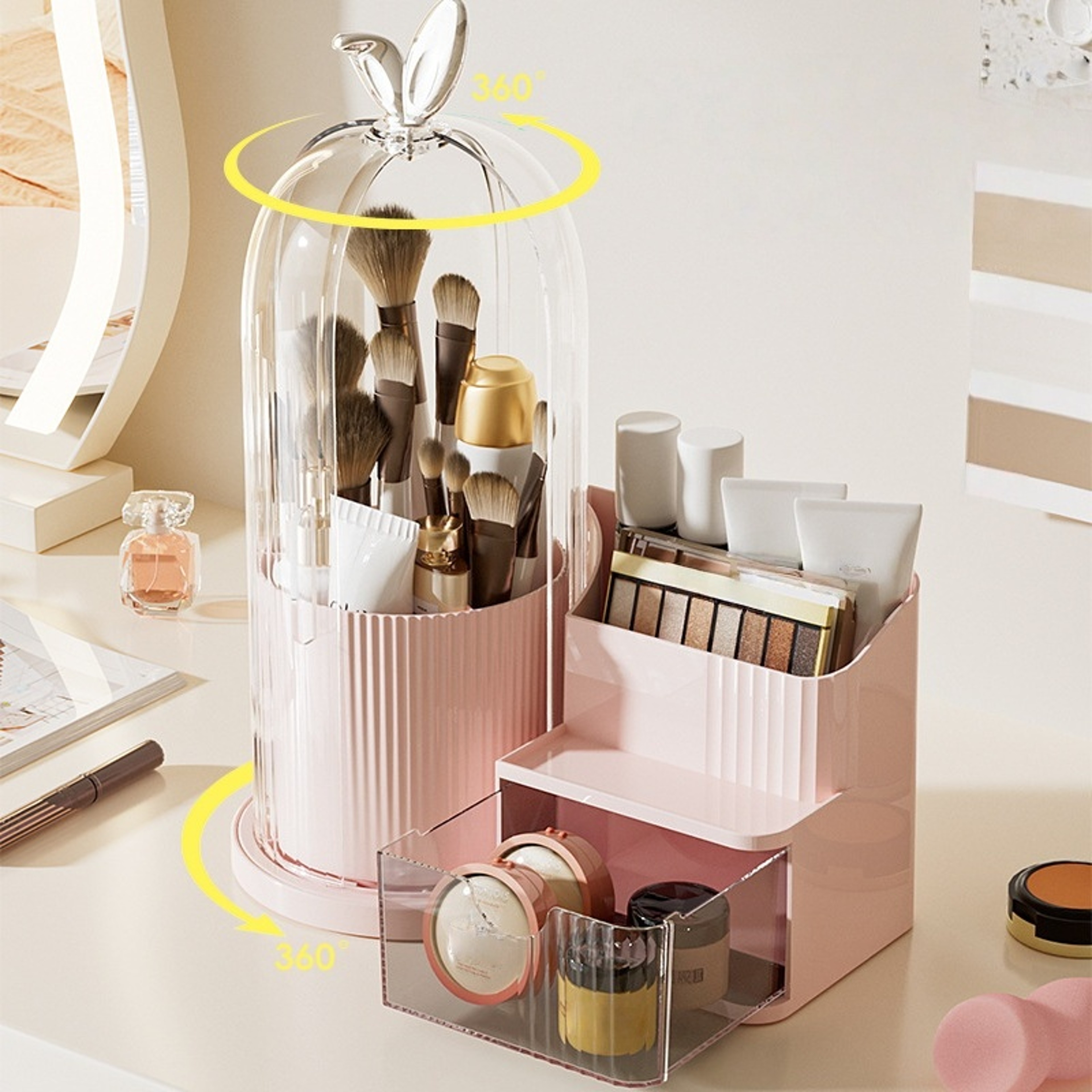 Dustproof Makeup Organizer With Drawers Multi Layer Cosmetic Storage Box 4