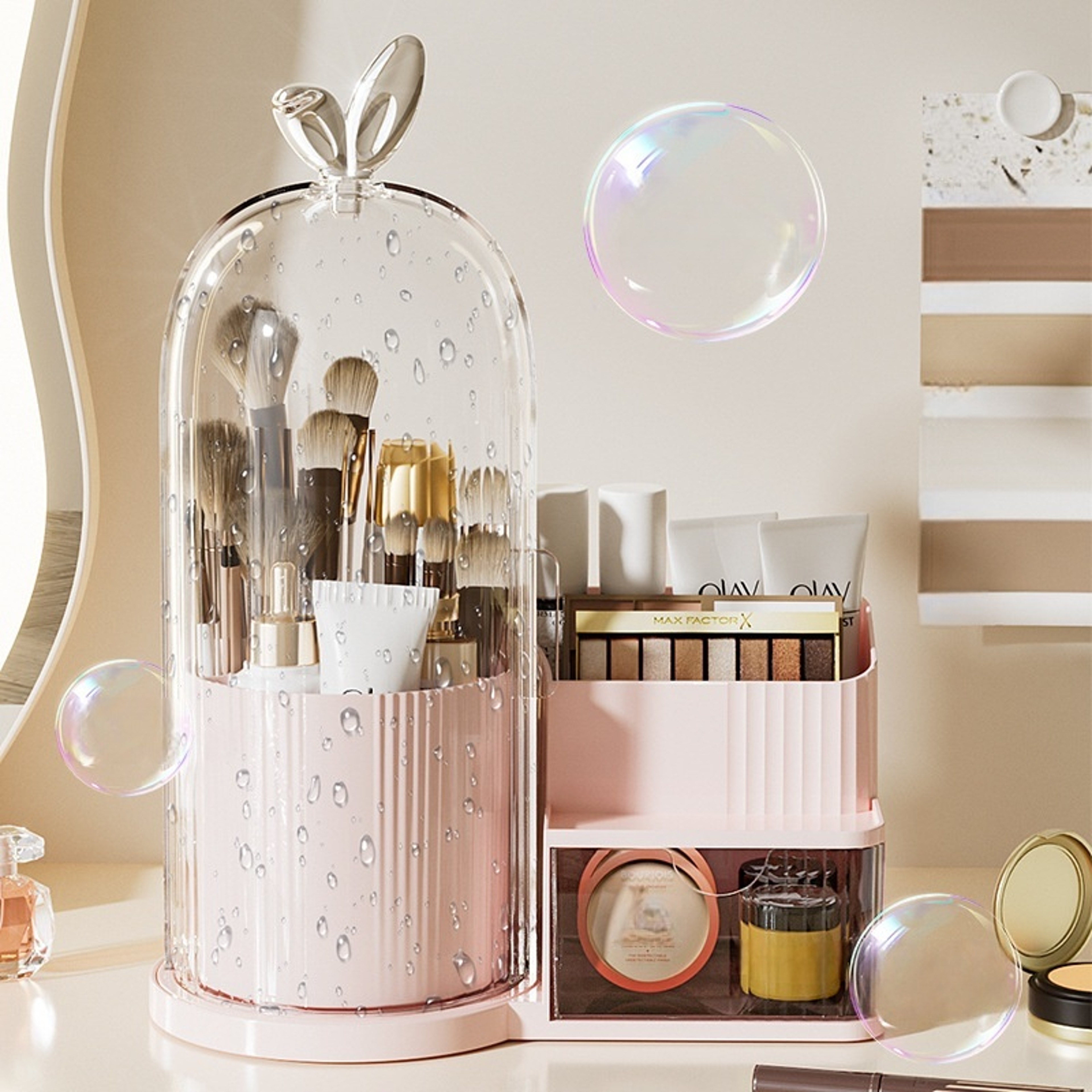 Dustproof Makeup Organizer With Drawers Multi Layer Cosmetic Storage Box 5