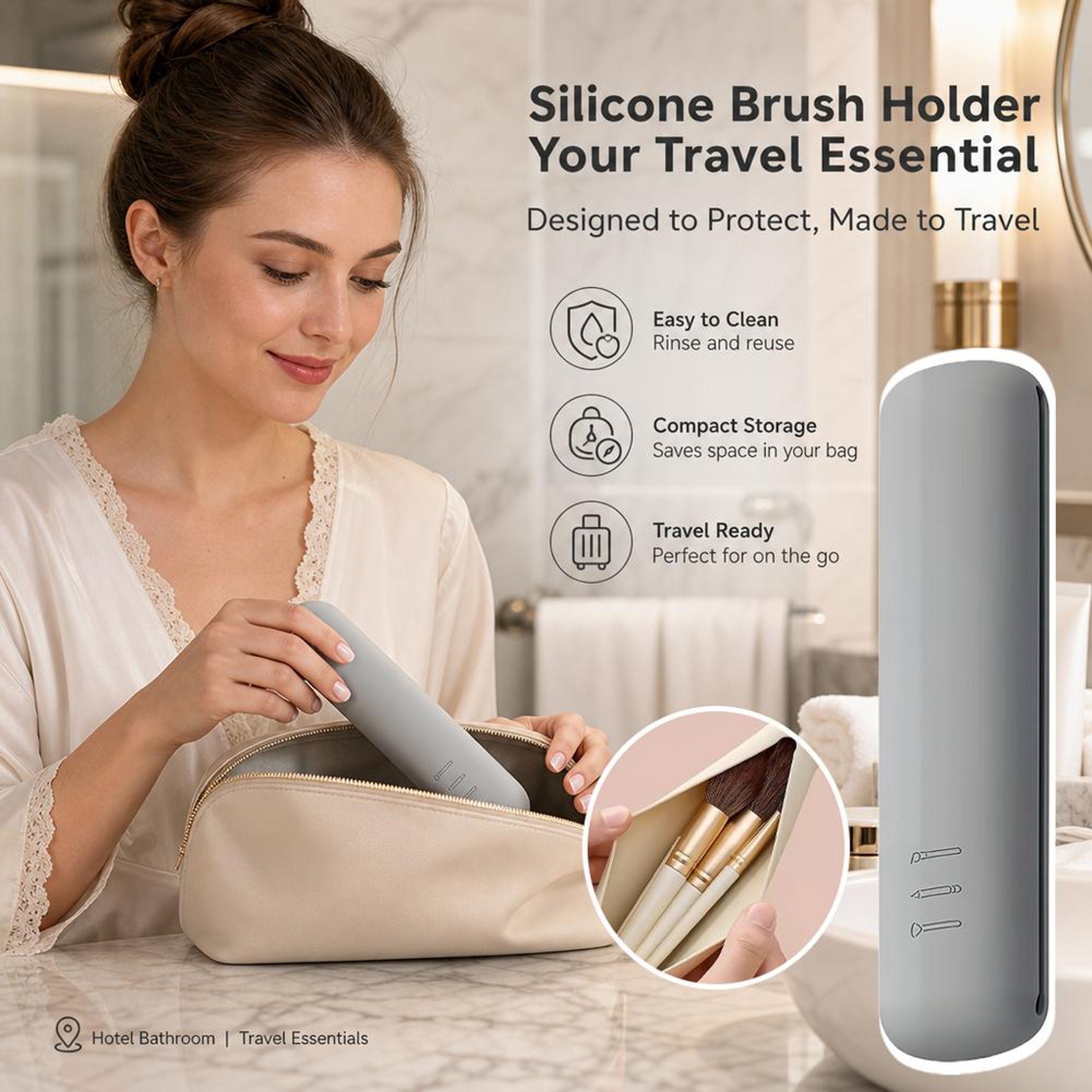 Silicone Makeup Brush Holder Portable Travel Makeup Brush Case – view 2