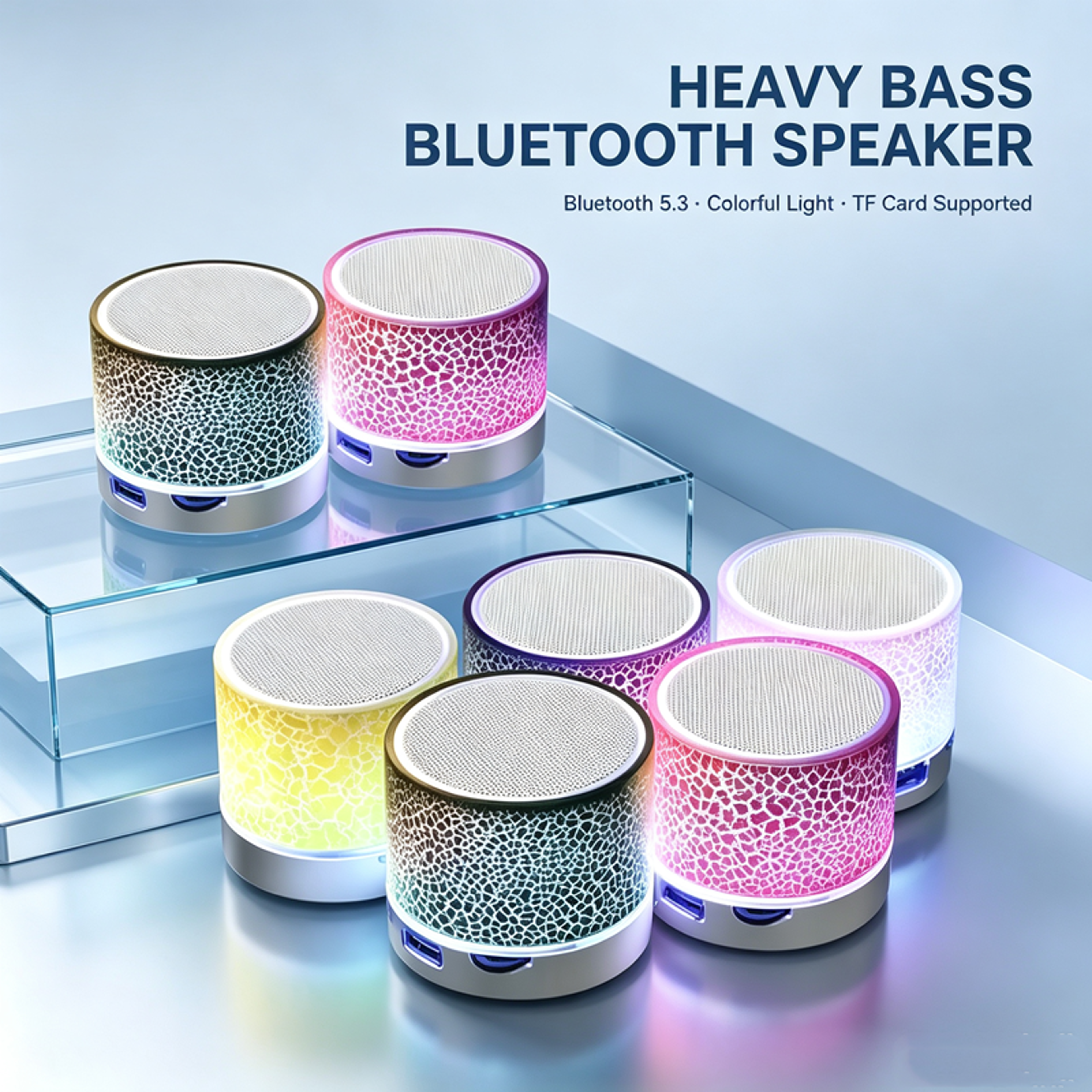 Mini Bluetooth Speaker with LED Lights, TF Card and USB Playback – view 1