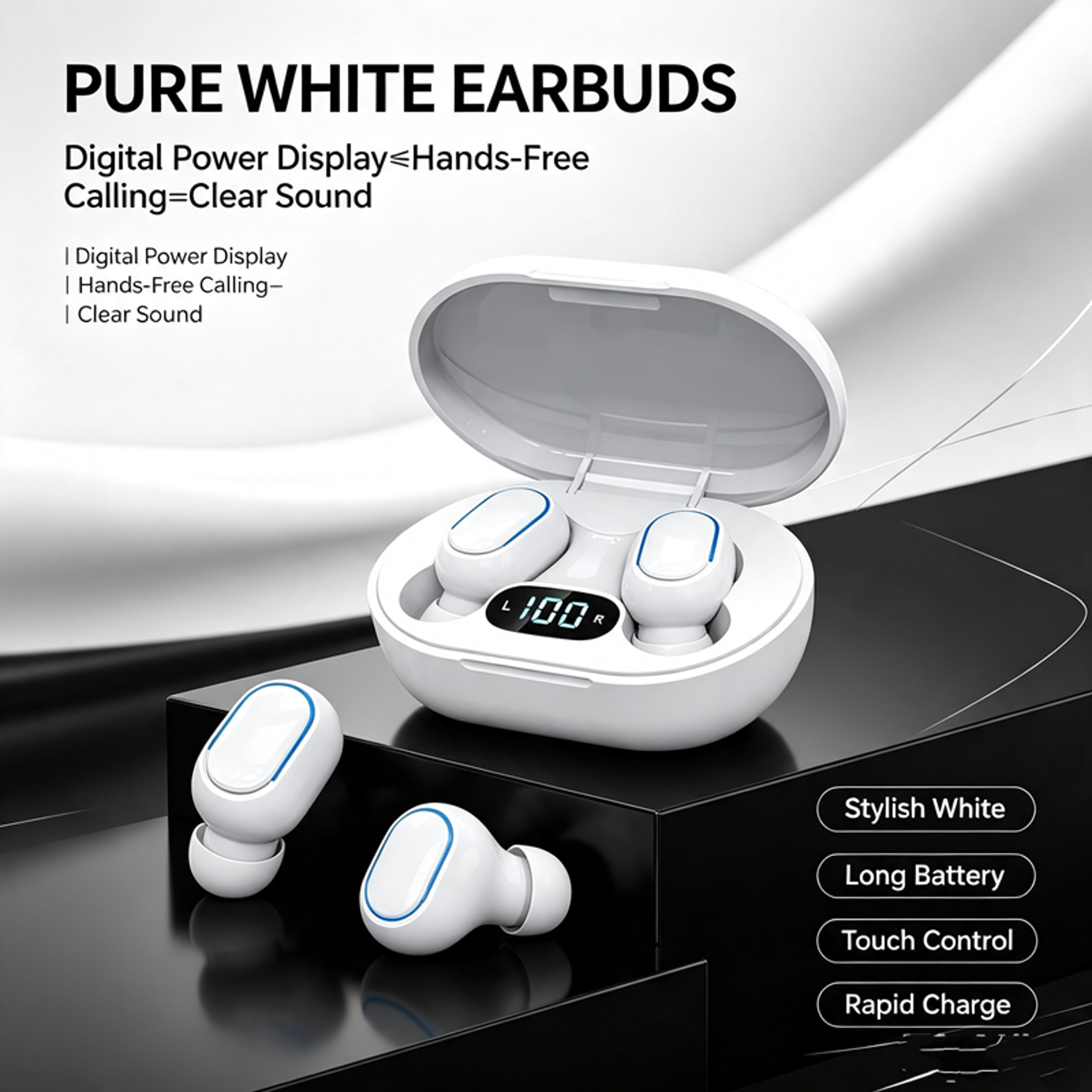 TWS Wireless Earbuds with LED Display and Mic – view 1
