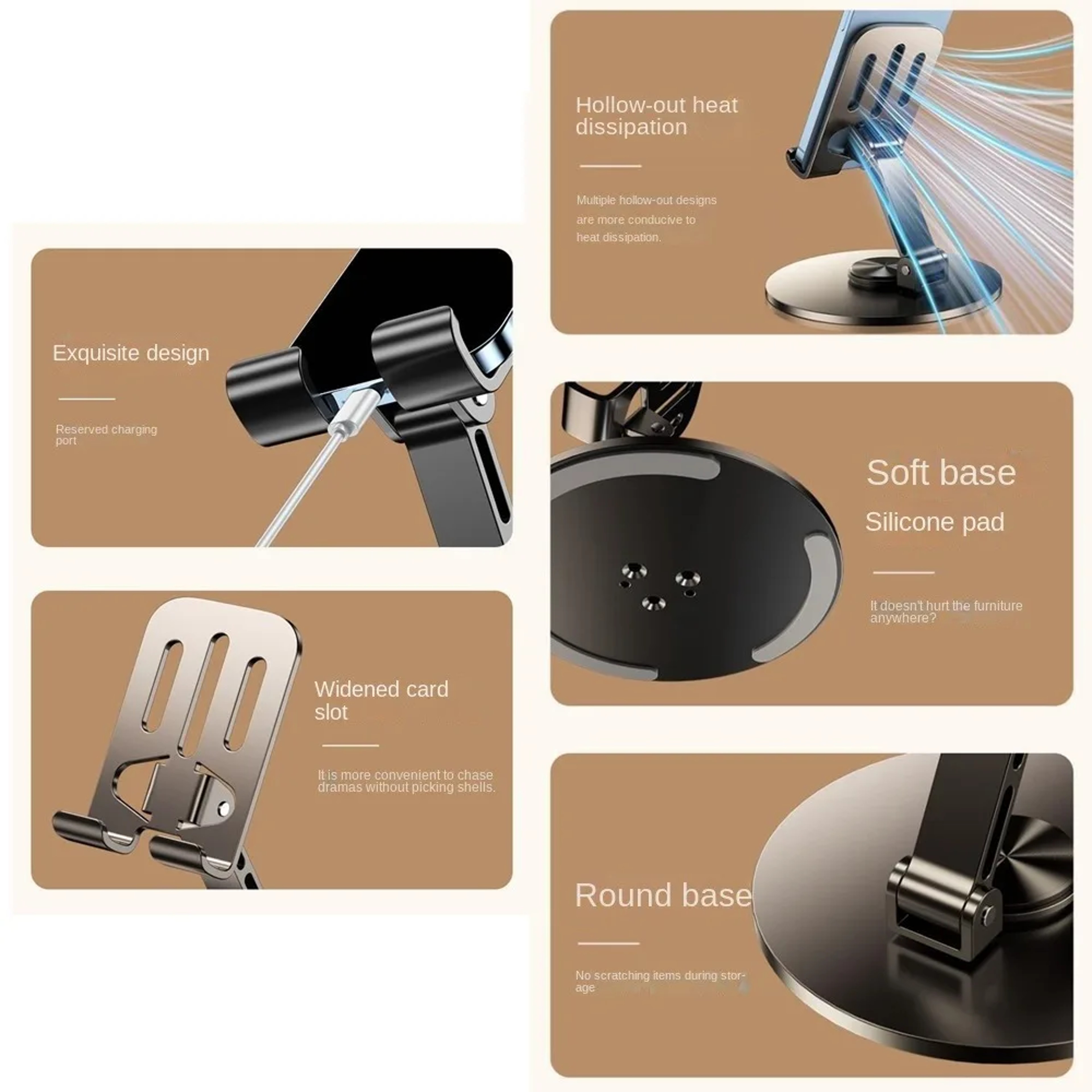 Rotating Foldable Alloy Phone Stand Adjustable Desktop Phone Holder – view 6
