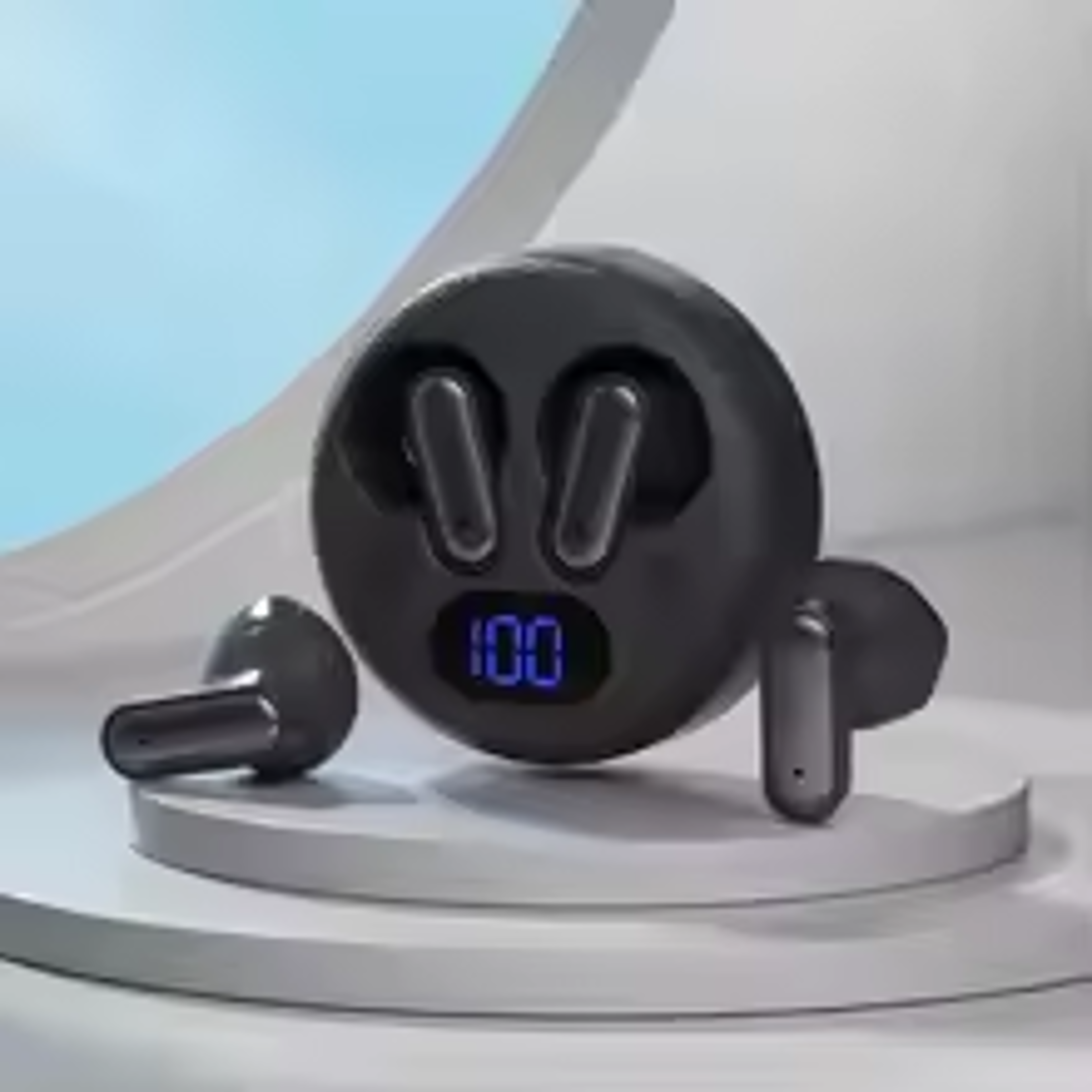 Leather Texture TWS Wireless Earbuds with LED Display Charging Case – view 7