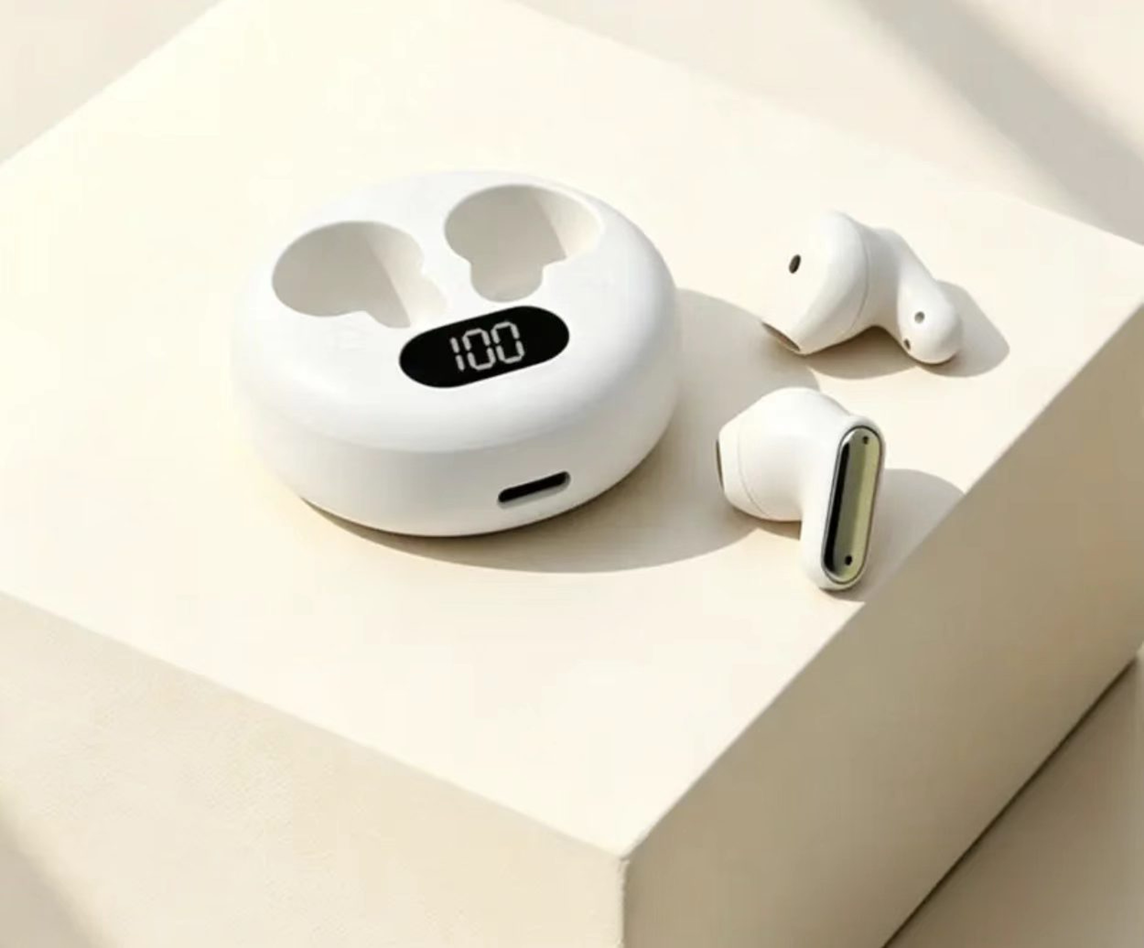 Leather Texture Wireless Bluetooth Earbuds with LED Display and Semi In Ear Comfort – view 1