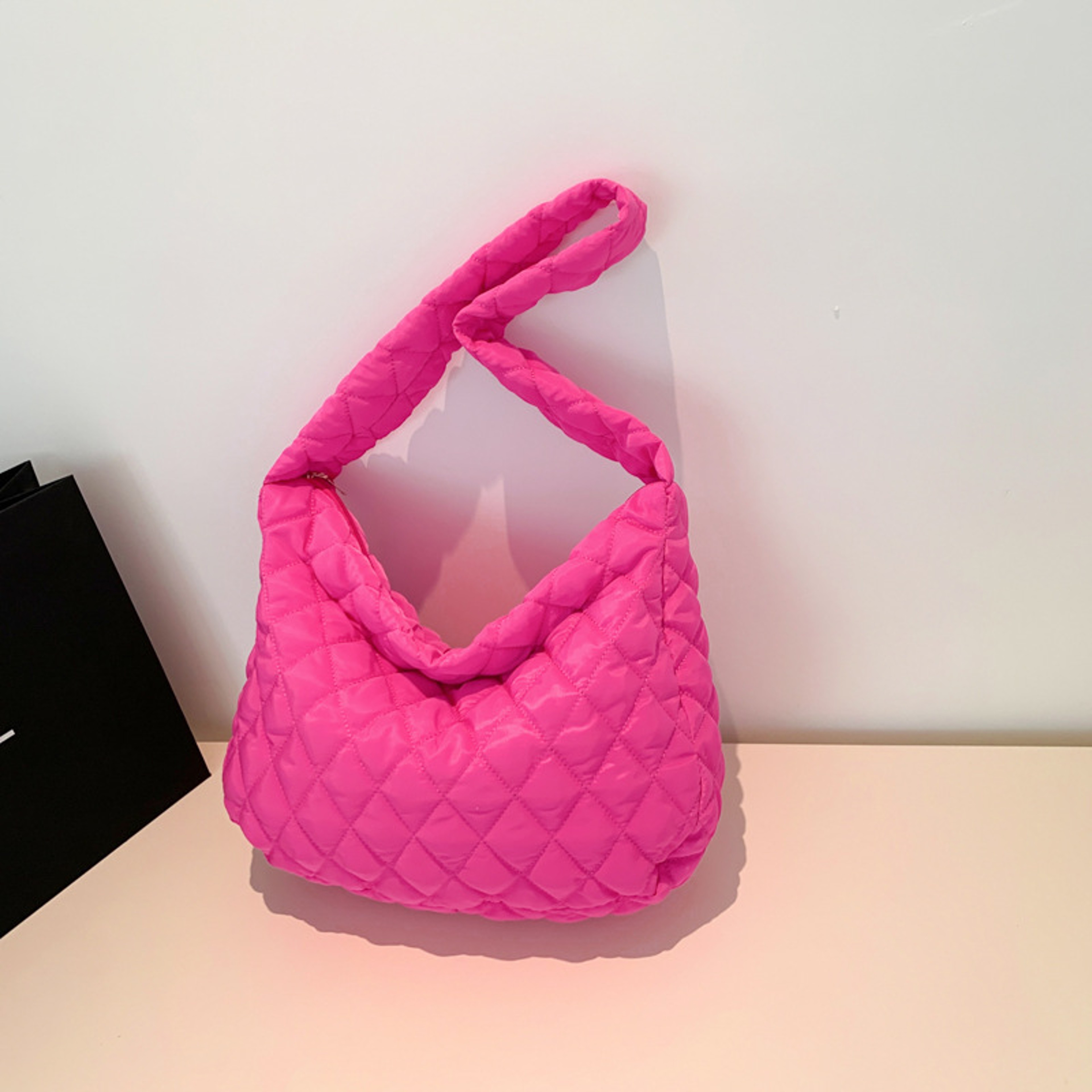 Spacious Quilted Nylon Hobo Bag Lightweight Puffer Tote for Women – view 10