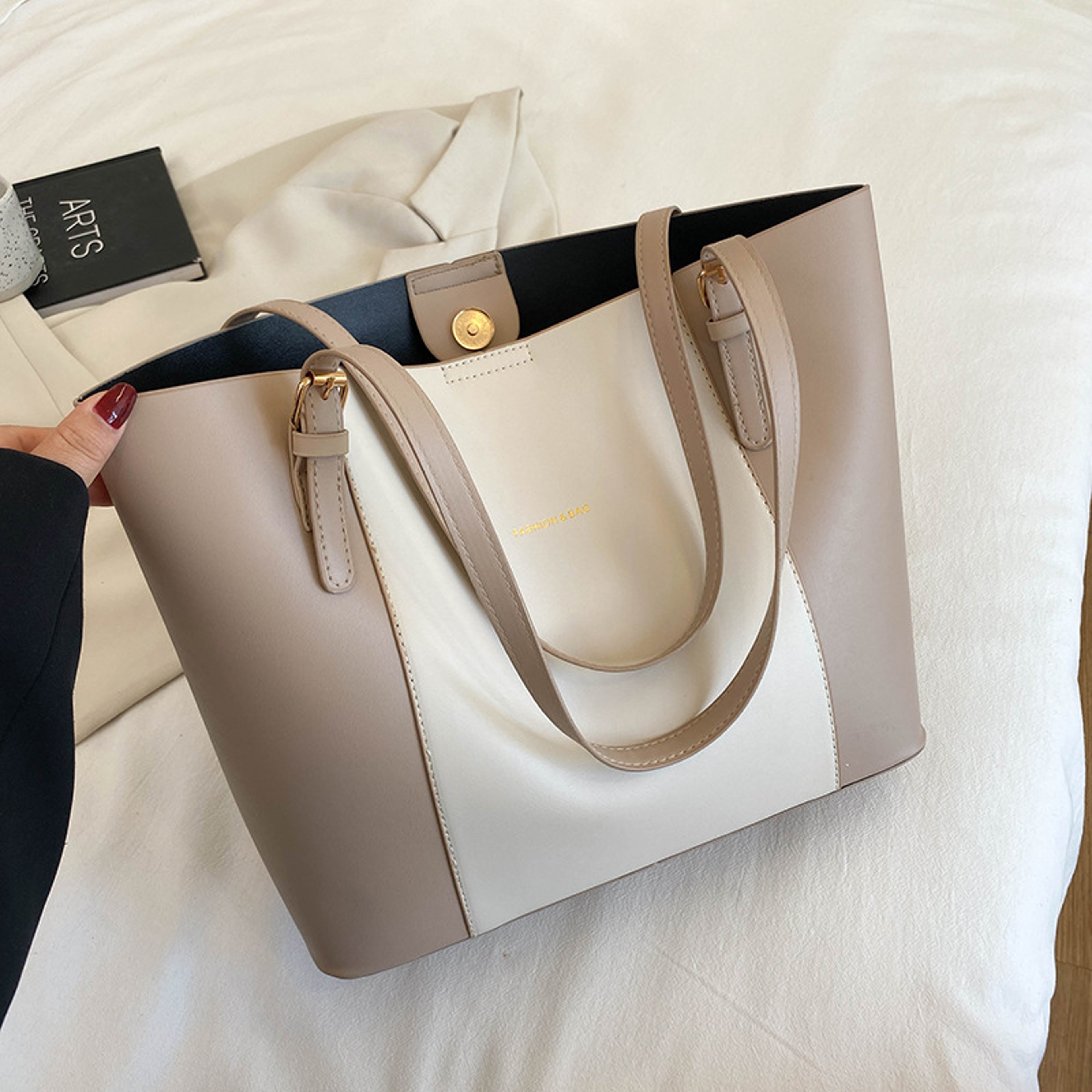 Minimalist Large Capacity Work Tote Bag with Detachable Pouch for Women – view 2