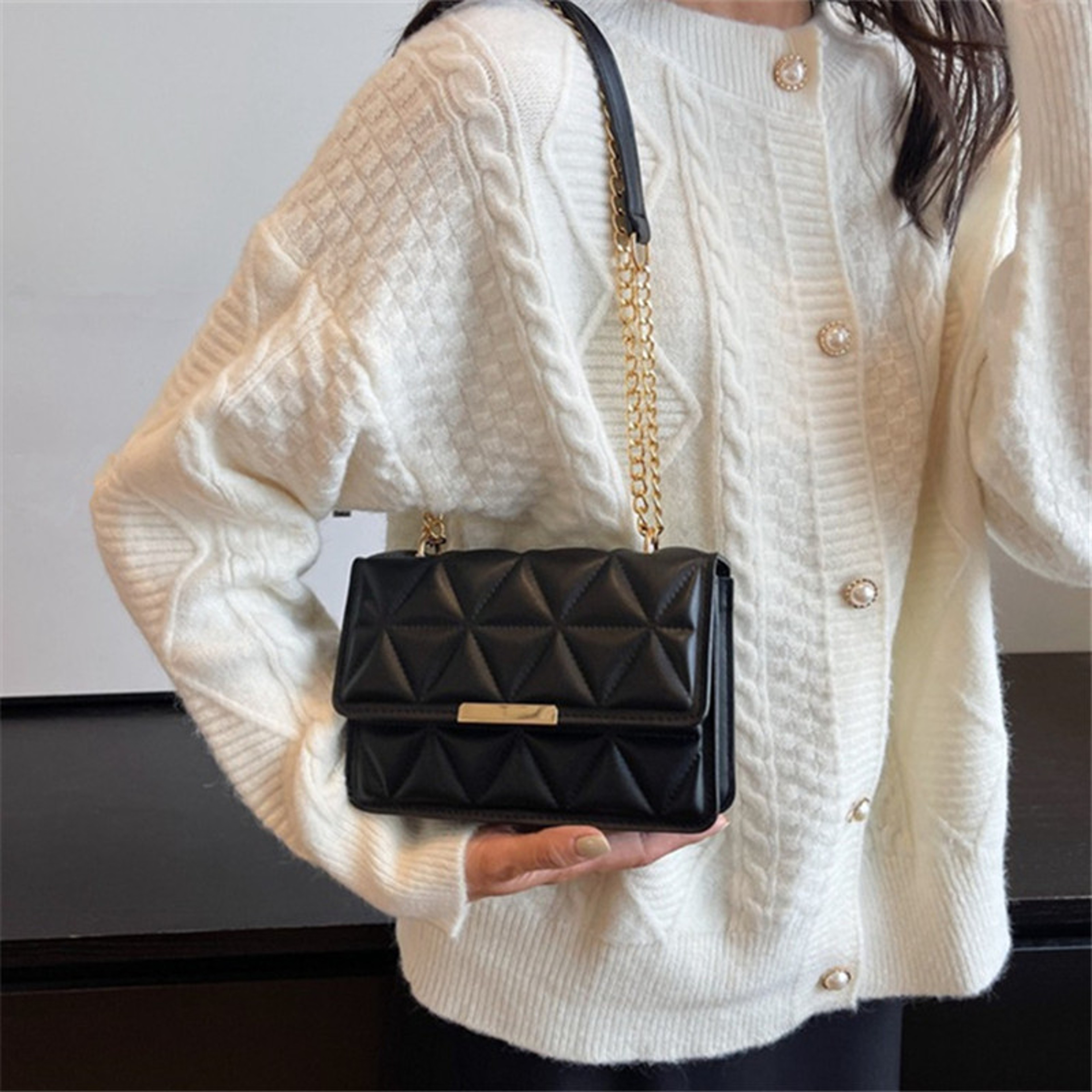 Chic Quilted Crossbody Bag With Chain Strap Small Shoulder Purse For Women 5