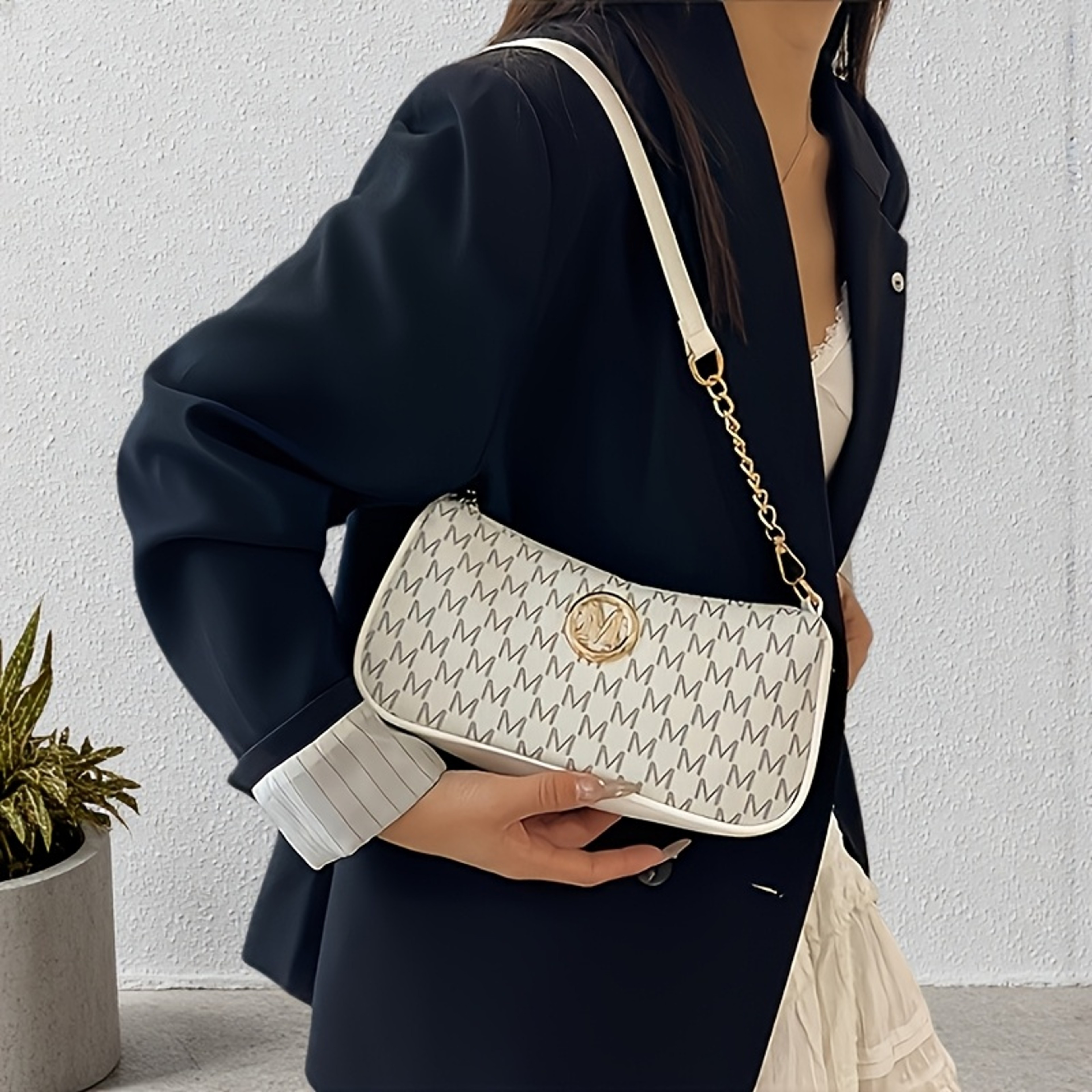 Monogram Mini Womens Shoulder Bag Elegant Underarm Purse With Gold Hardware 1