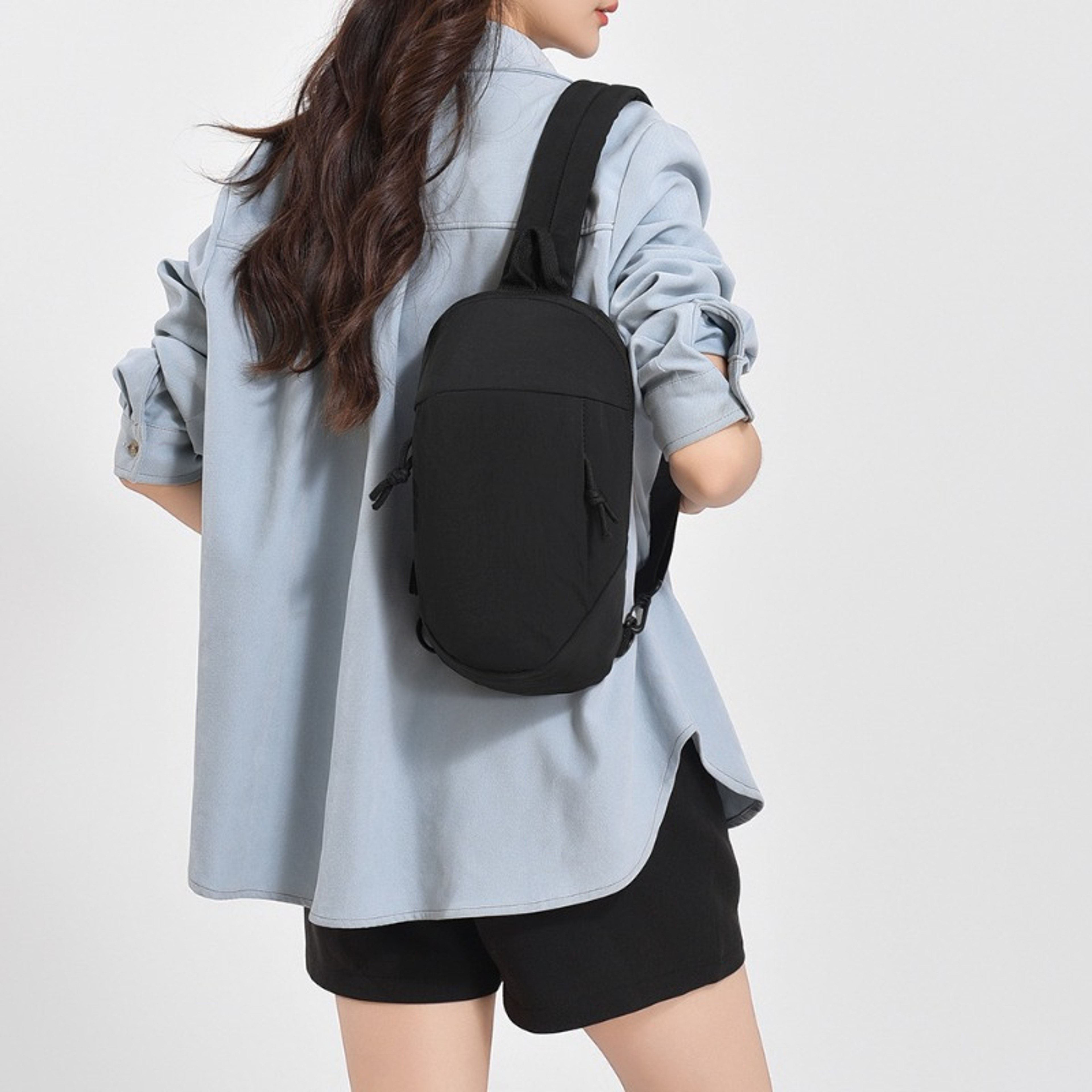Soft Drawstring Crossbody Sling Bag Lightweight Chest Bag for Travel and Hiking – view 6