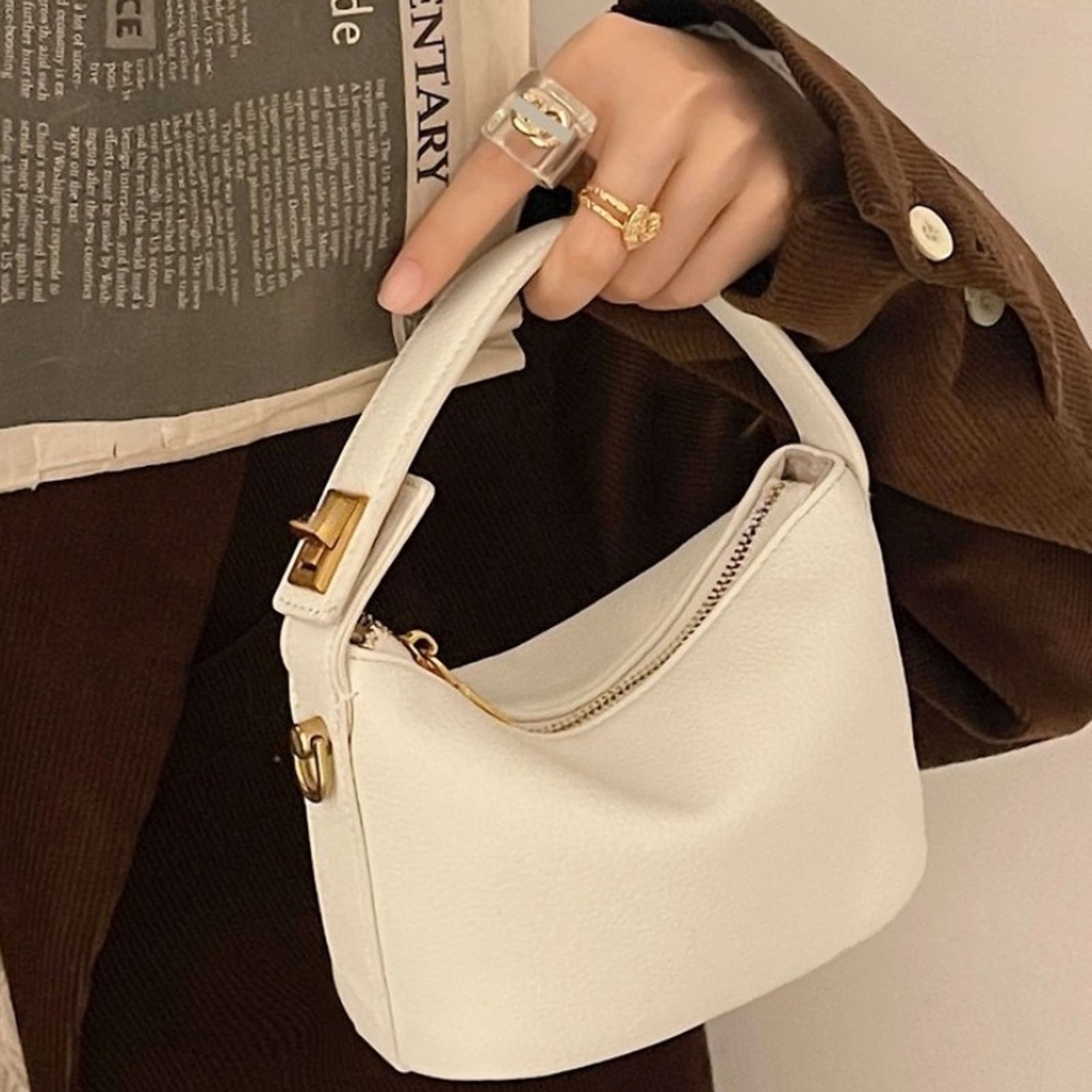 Soft Mini Crossbody Bag With Gold Hardware And Top Handle 4