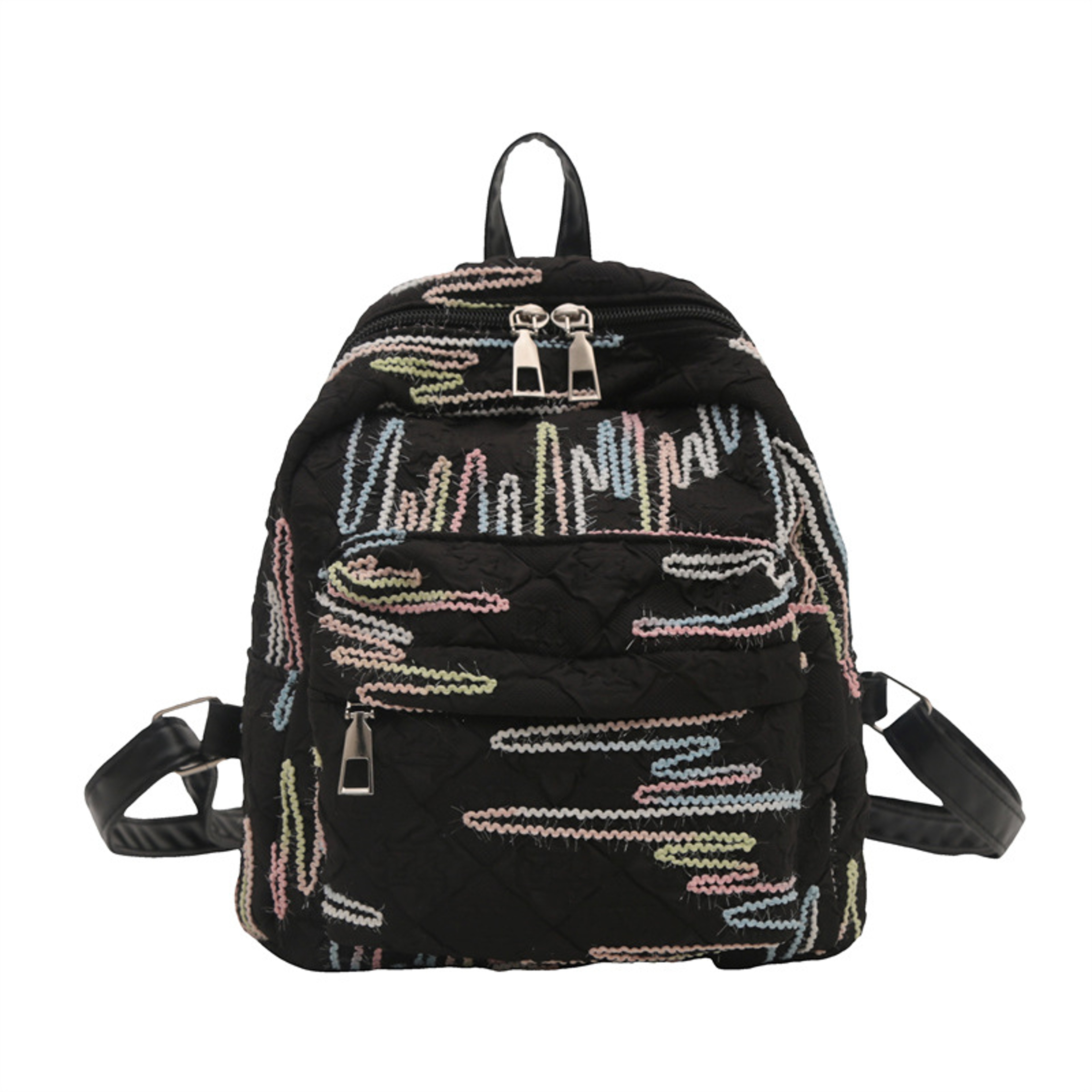 Colorful Embroidered Mini Backpack with Detachable Cloud Plush Charm – view 11