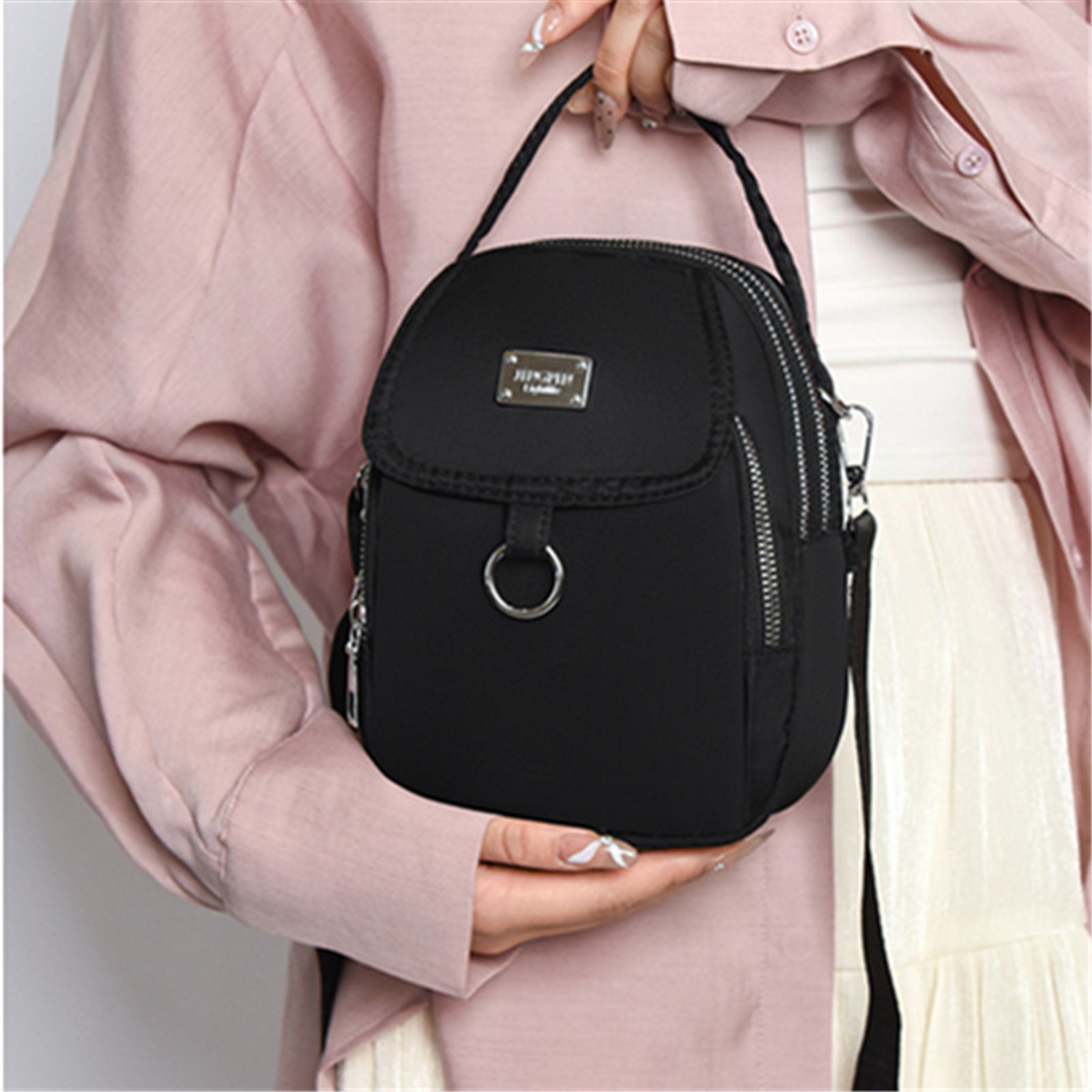 Chic Mini Nylon Crossbody Bag with Adjustable Strap and Multi Pocket Storage – view 4