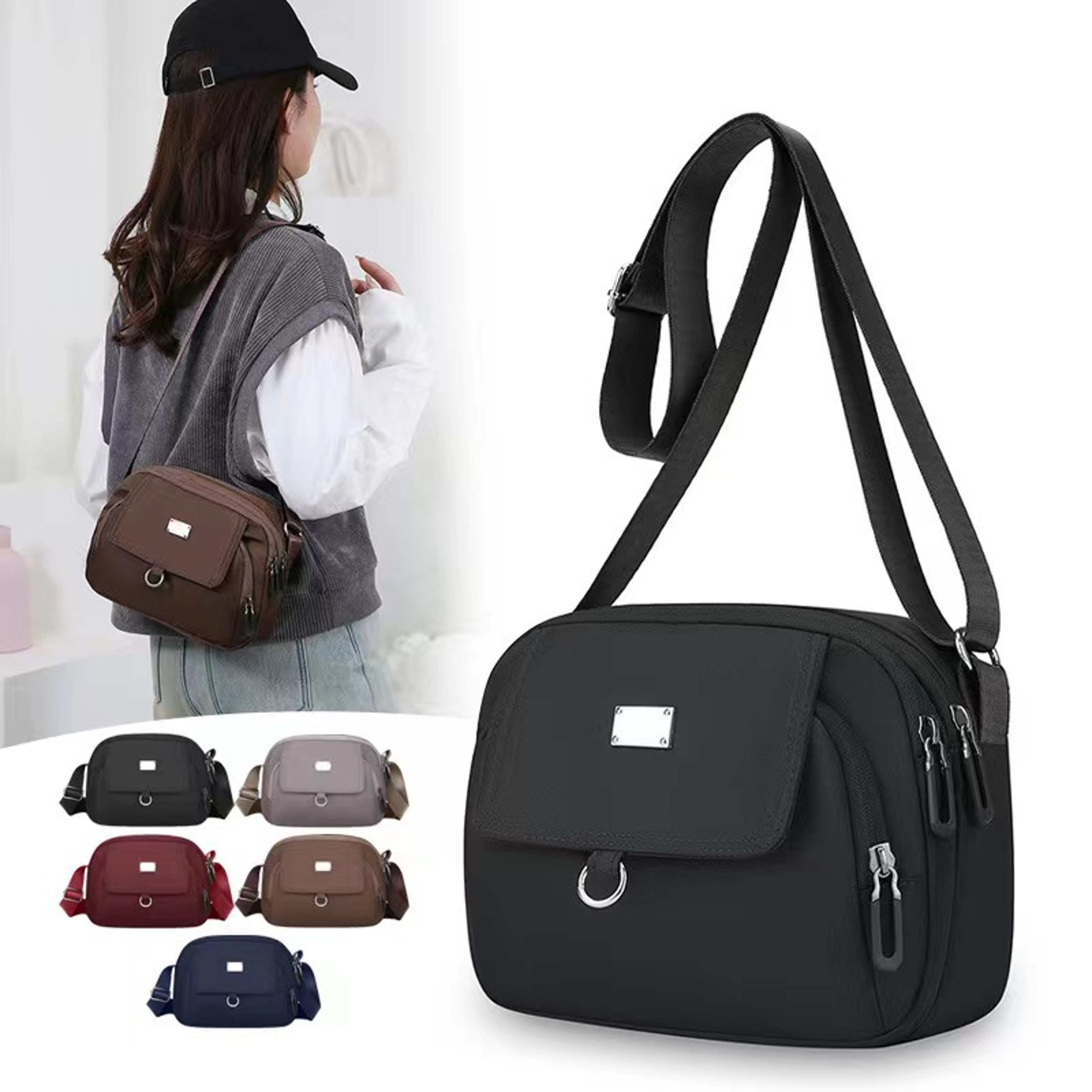 Womens Multi Pocket Crossbody Bag With Adjustable Strap For Travel And Daily Use 1
