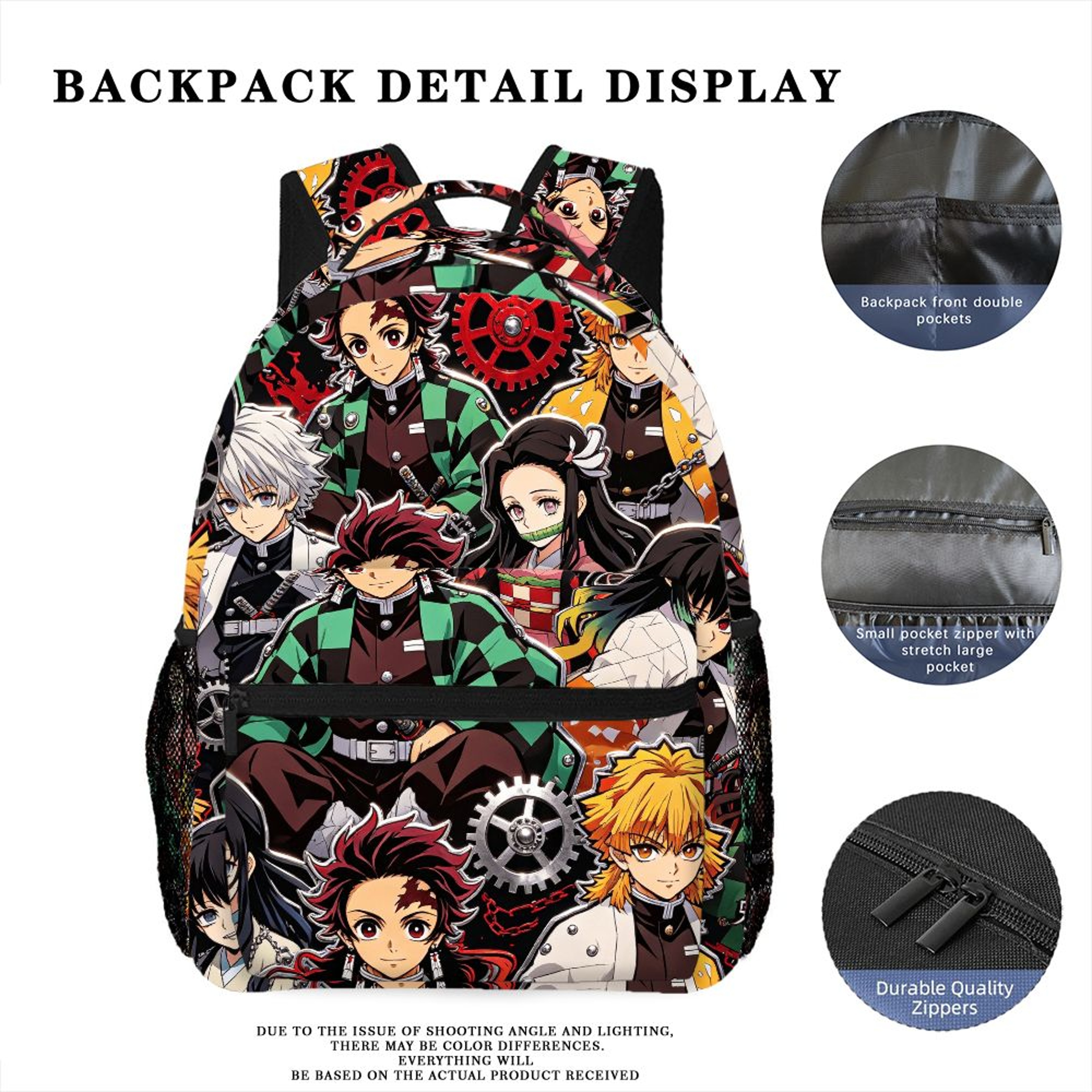 Demon Slayer Anime Backpack Tanjiro Nezuko Large Capacity School Bag – view 5