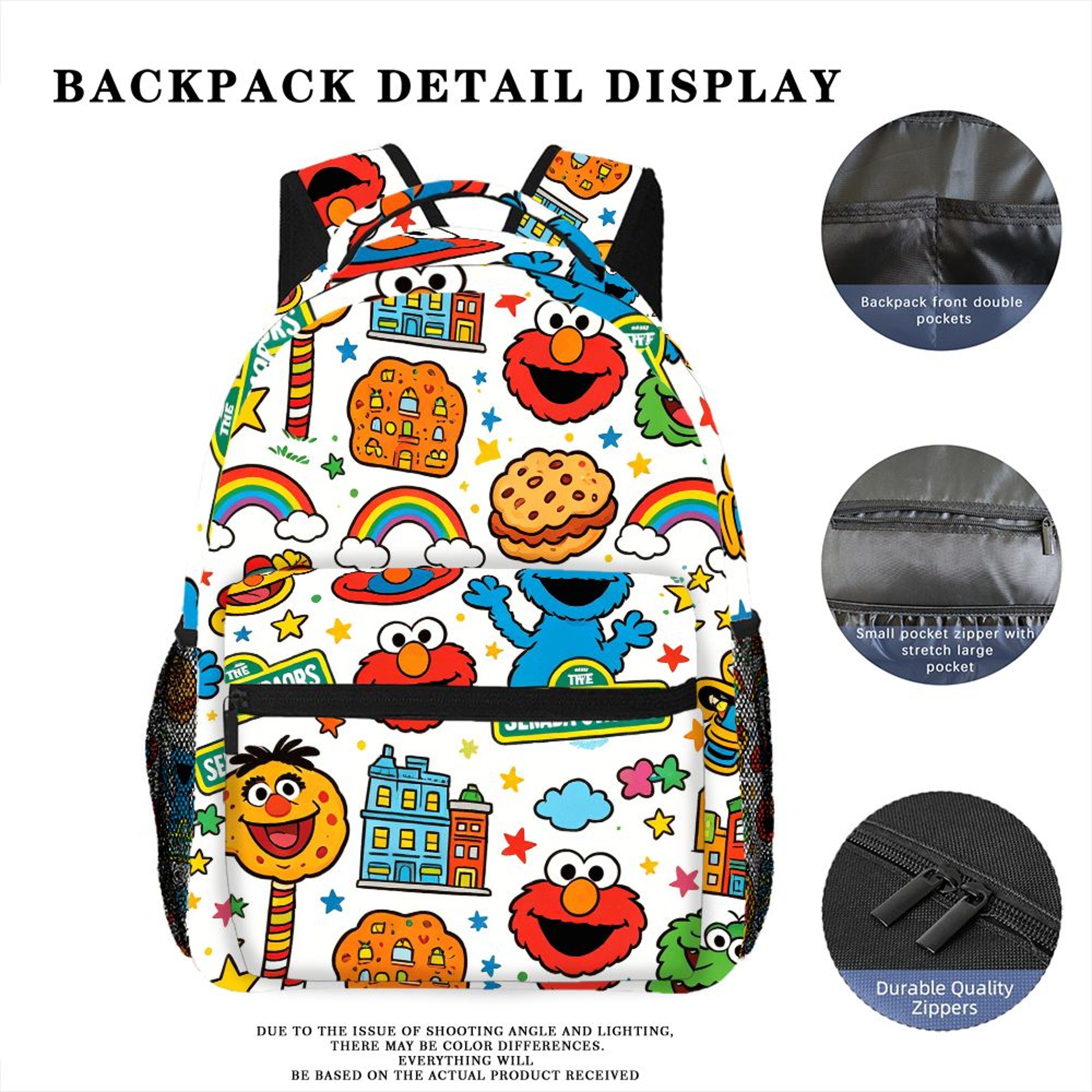 Sesame Street Backpack Elmo Cookie Monster Large Capacity School and Travel Bag – view 5