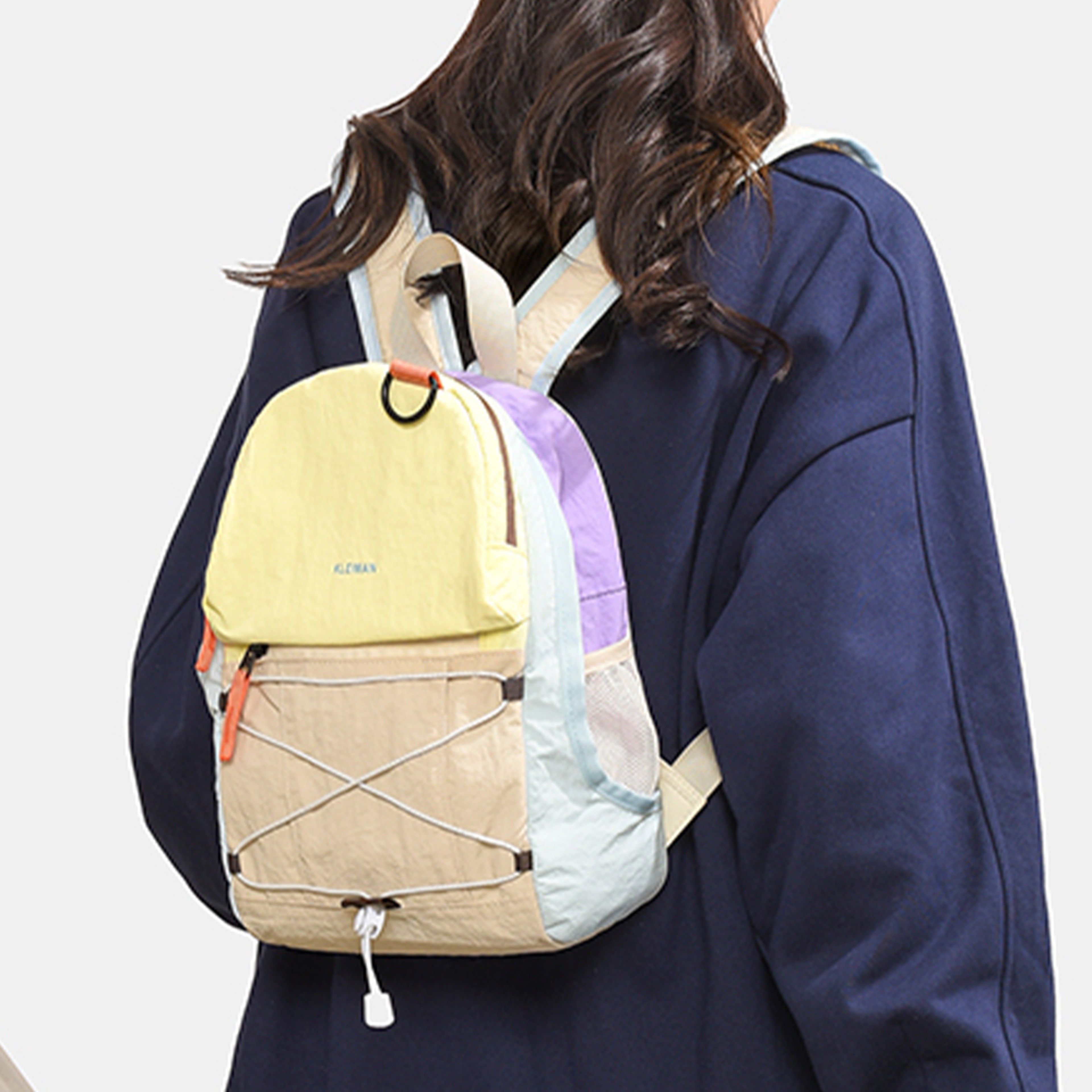 Color Block Lightweight Hiking Backpack Mini Nylon Travel Daypack with Bungee Cord – view 5