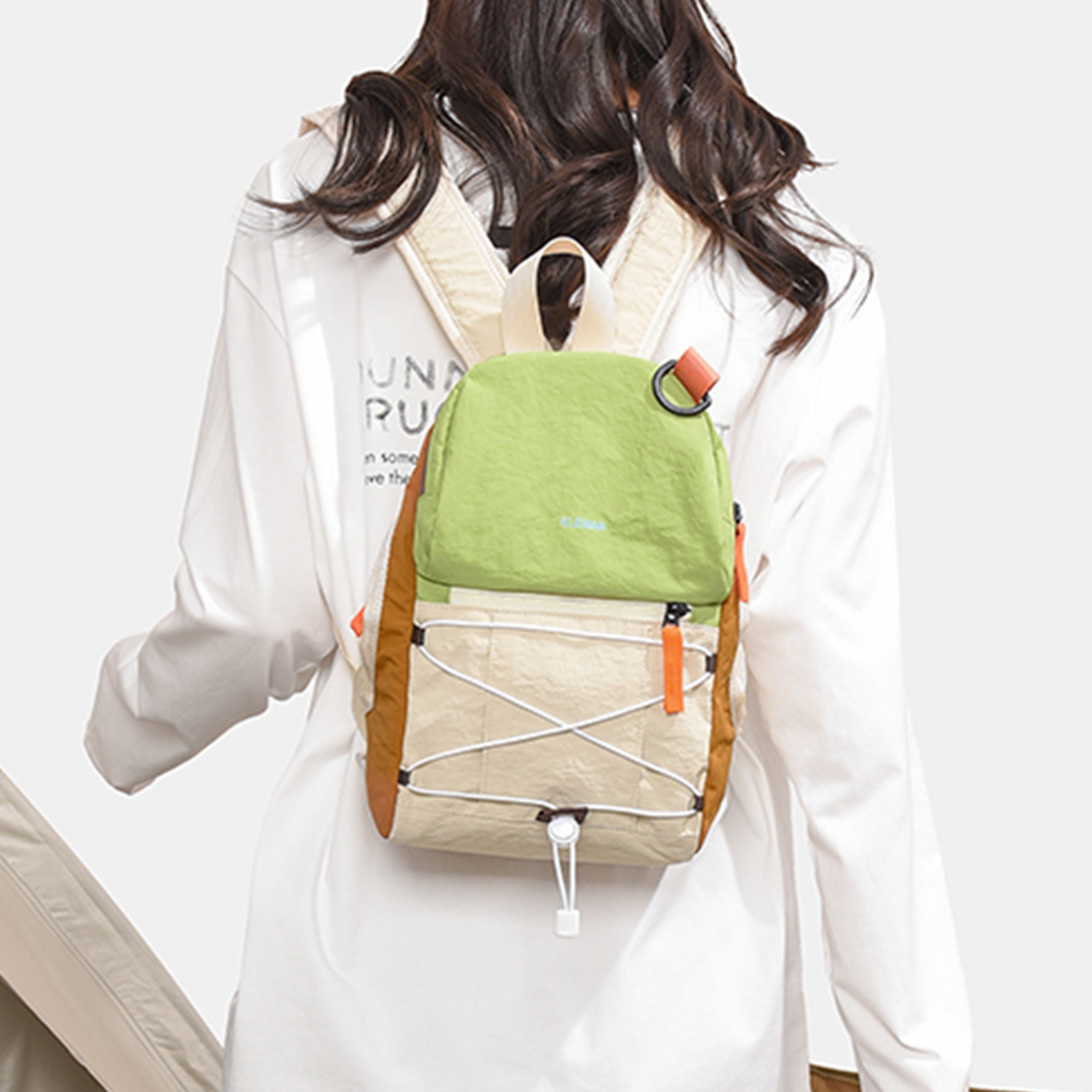 Color Block Lightweight Hiking Backpack Mini Nylon Travel Daypack with Bungee Cord – view 6