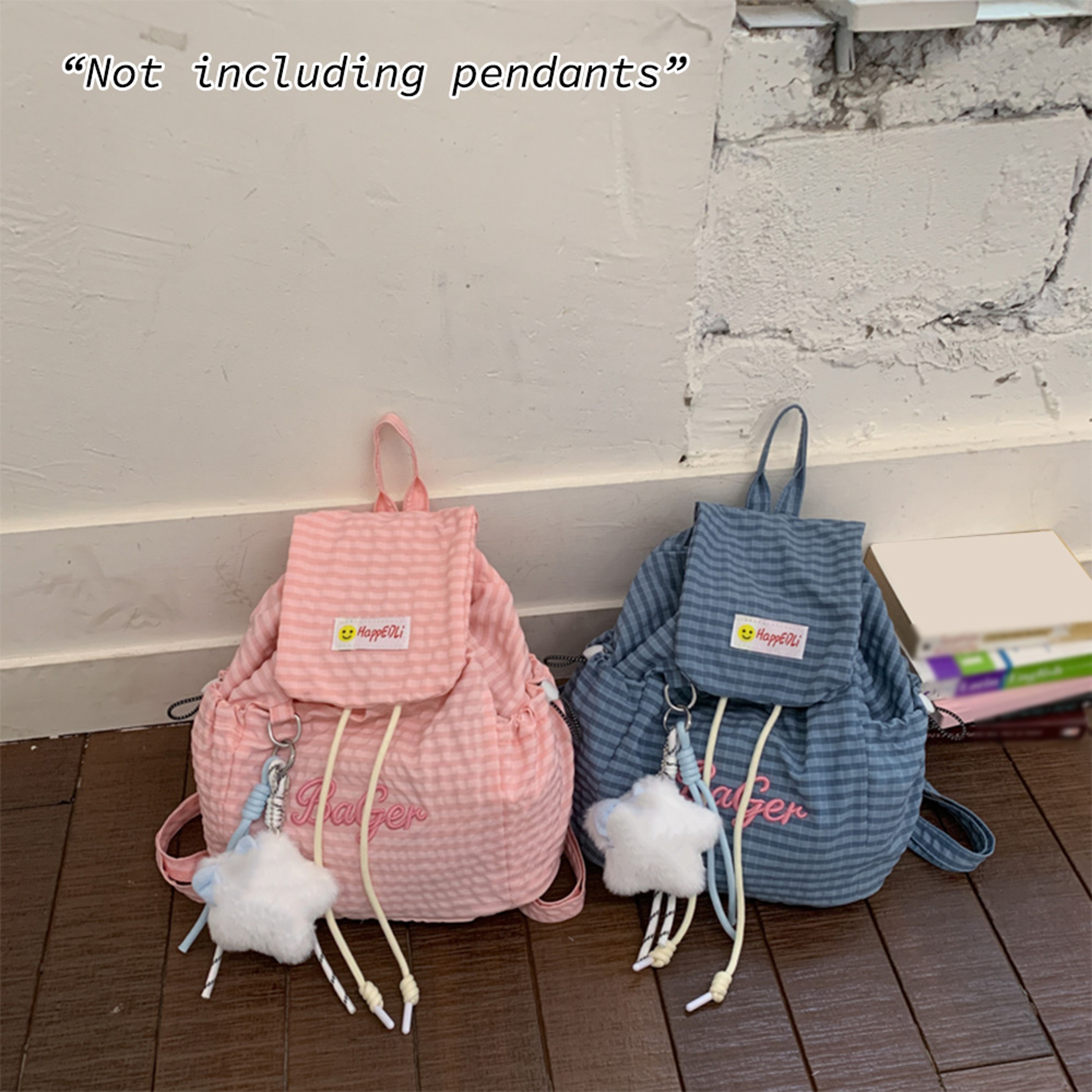 Plaid Drawstring Mini Backpack Lightweight Casual Daypack for Women – view 1