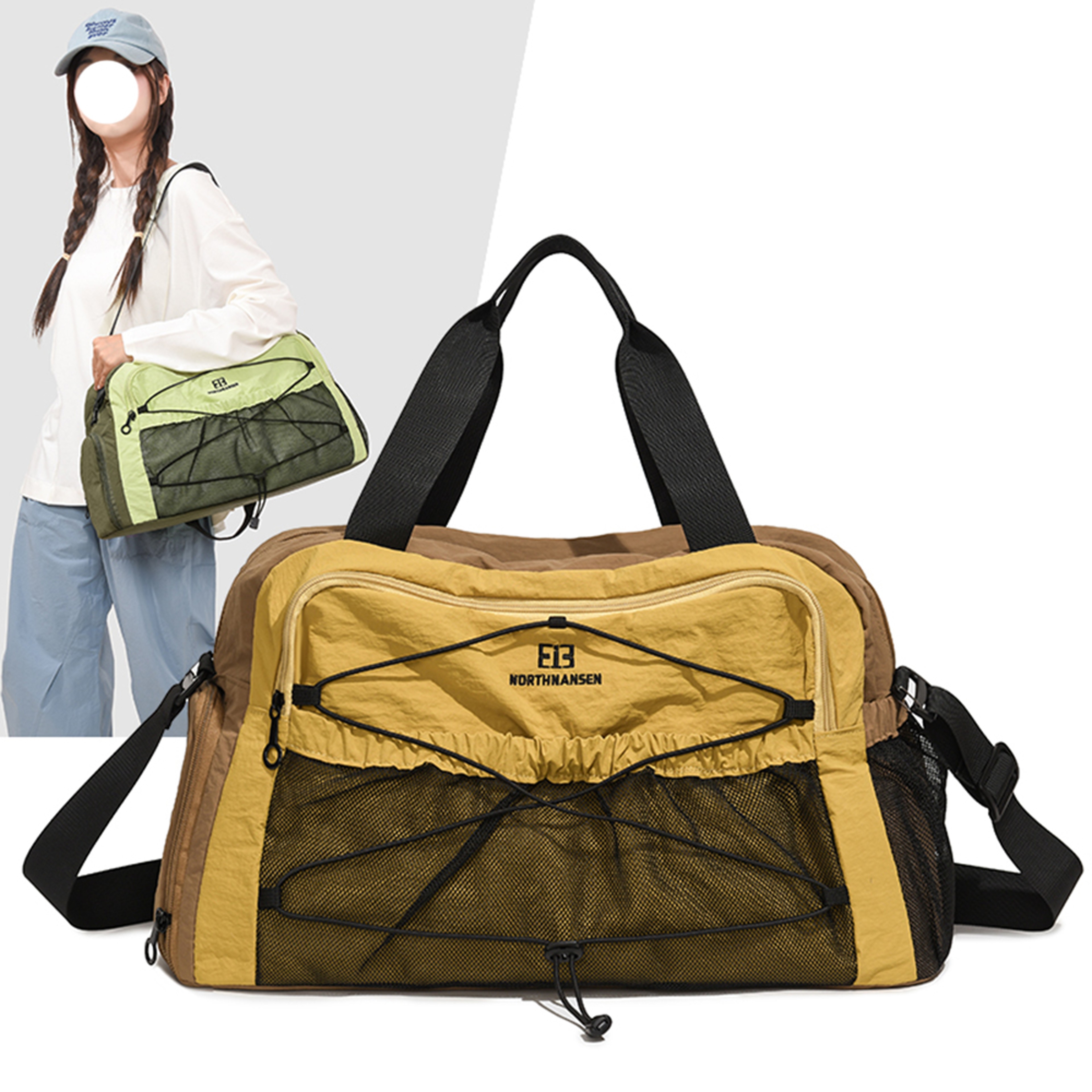 Large Capacity Color Block Gym Duffel Bag for Weekend Travel – view 1
