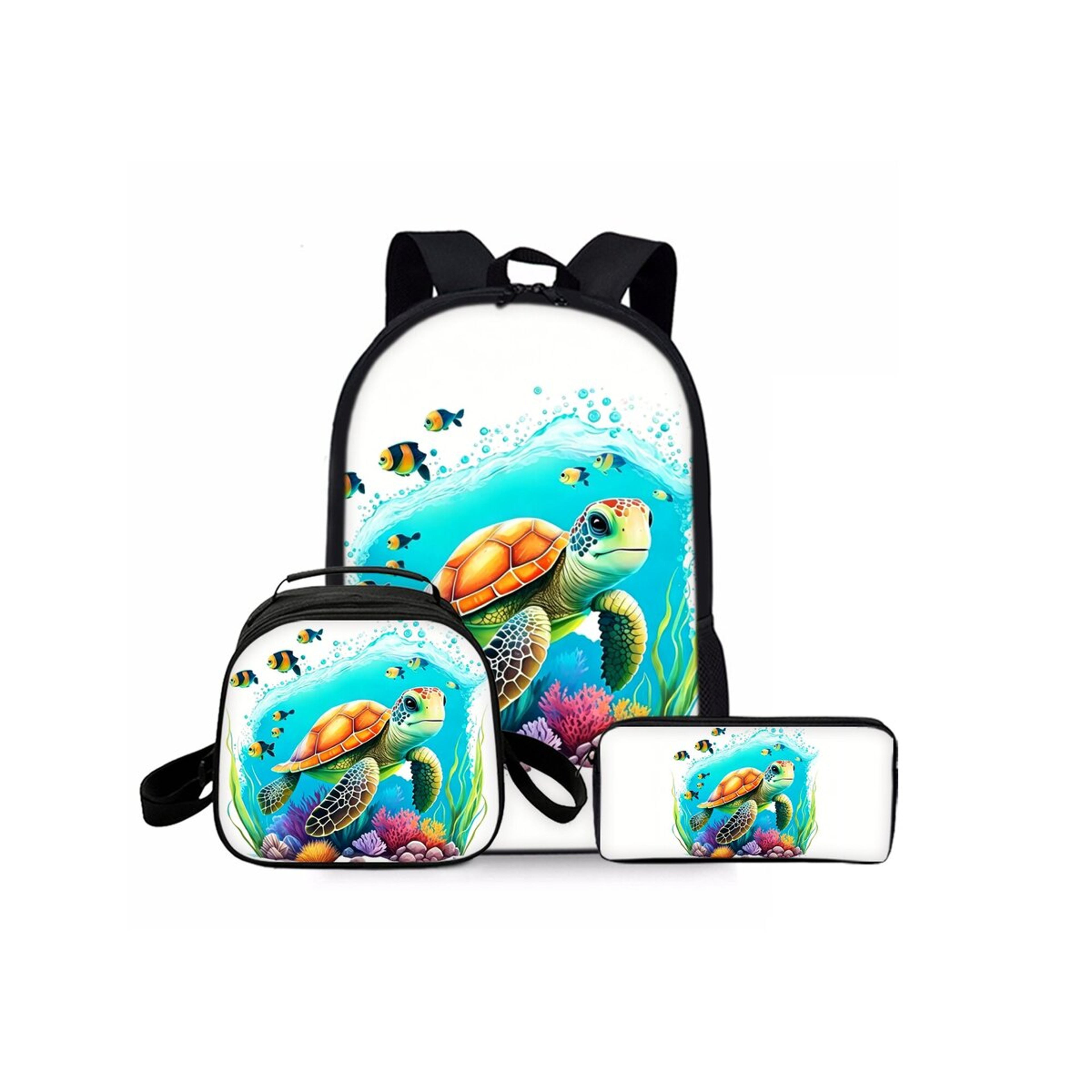 Sea Turtle Kids Backpack Set With Lunch Bag And Pencil Case 5
