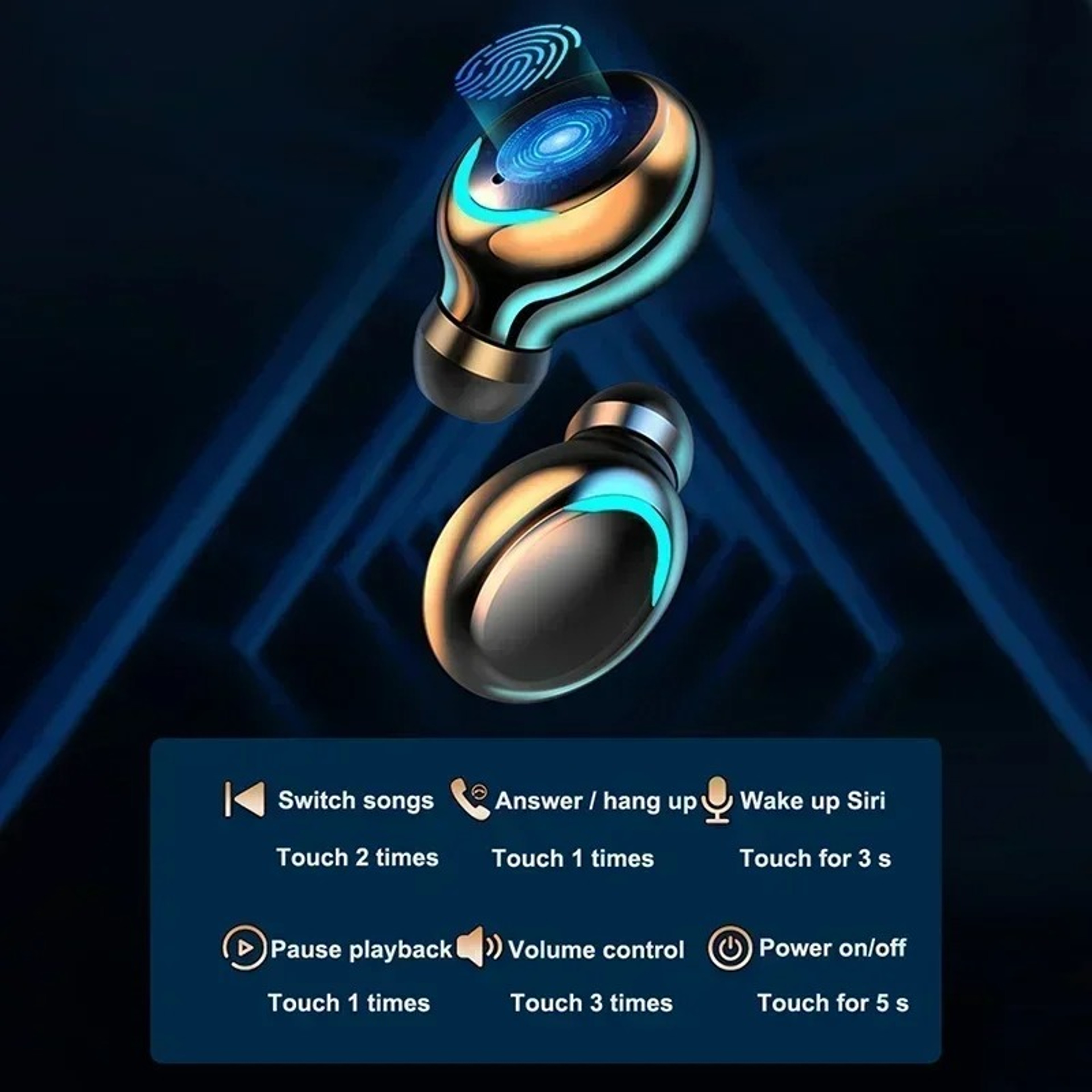 Stereo Wireless Earbuds with Deep Bass Touch Control and Sport Waterproof Design – view 4