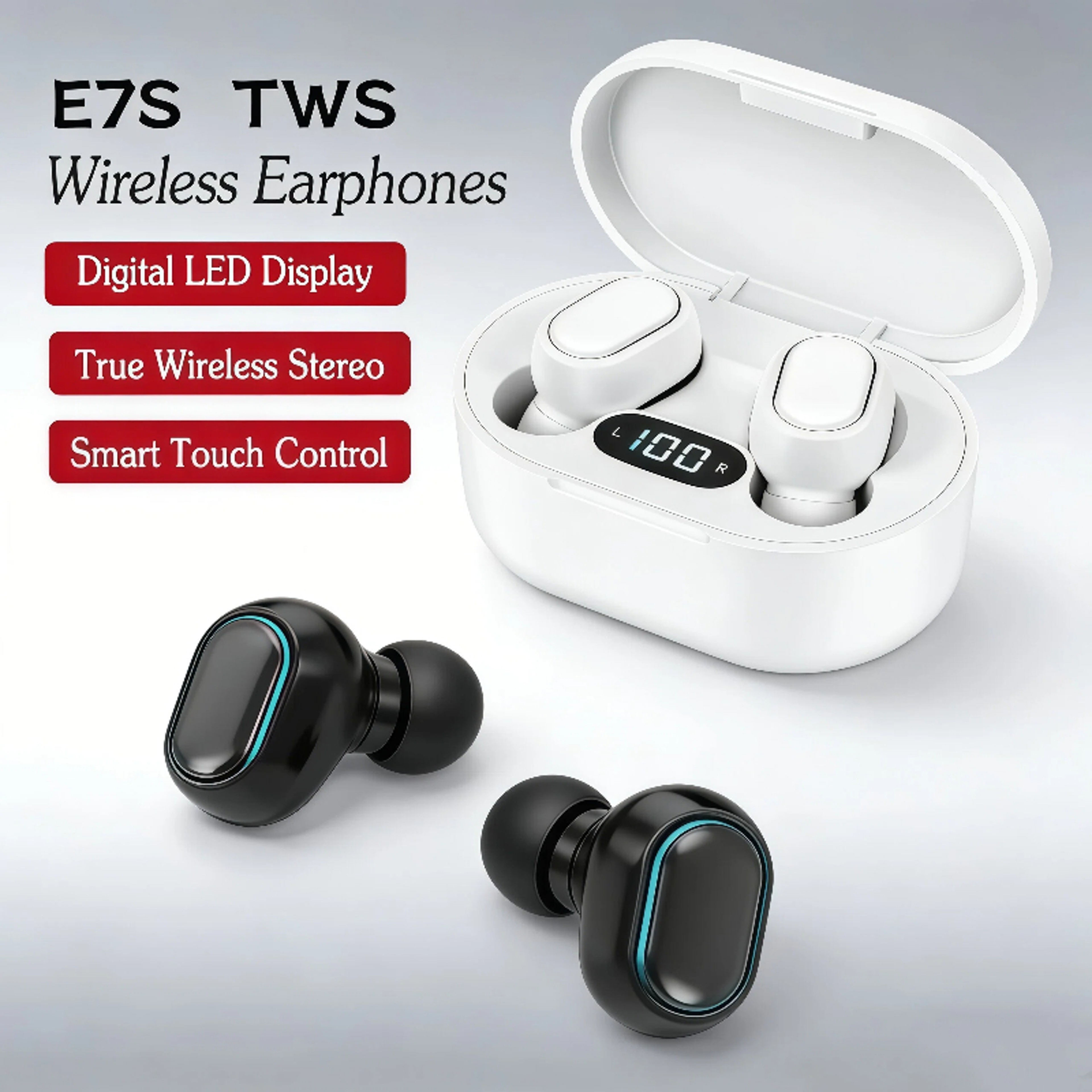 Wireless Bluetooth Earbuds with Mic LED Display and TWS Charging Case – view 1