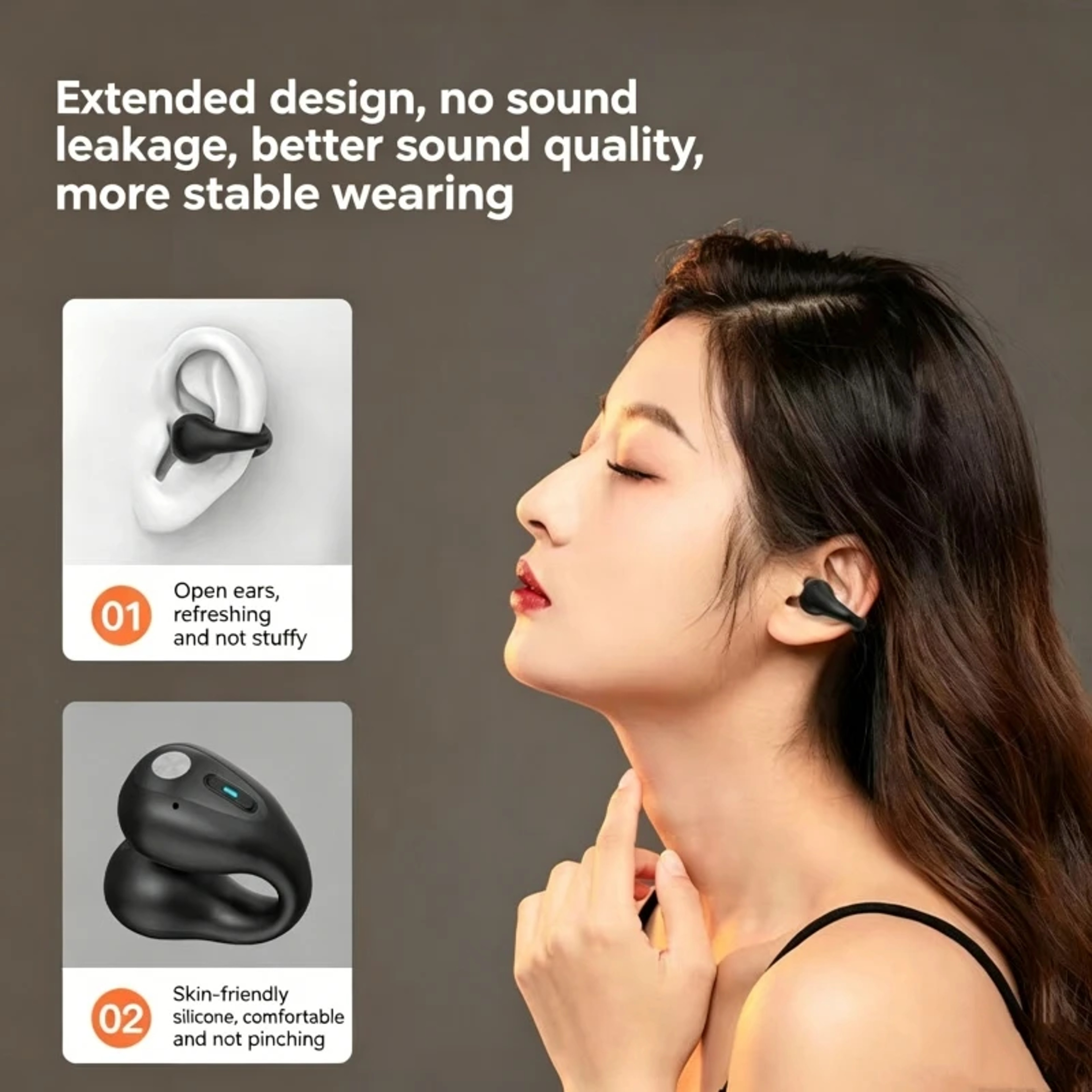 Clip On Wireless Bluetooth Earbuds With LED Power Display And Mic 1