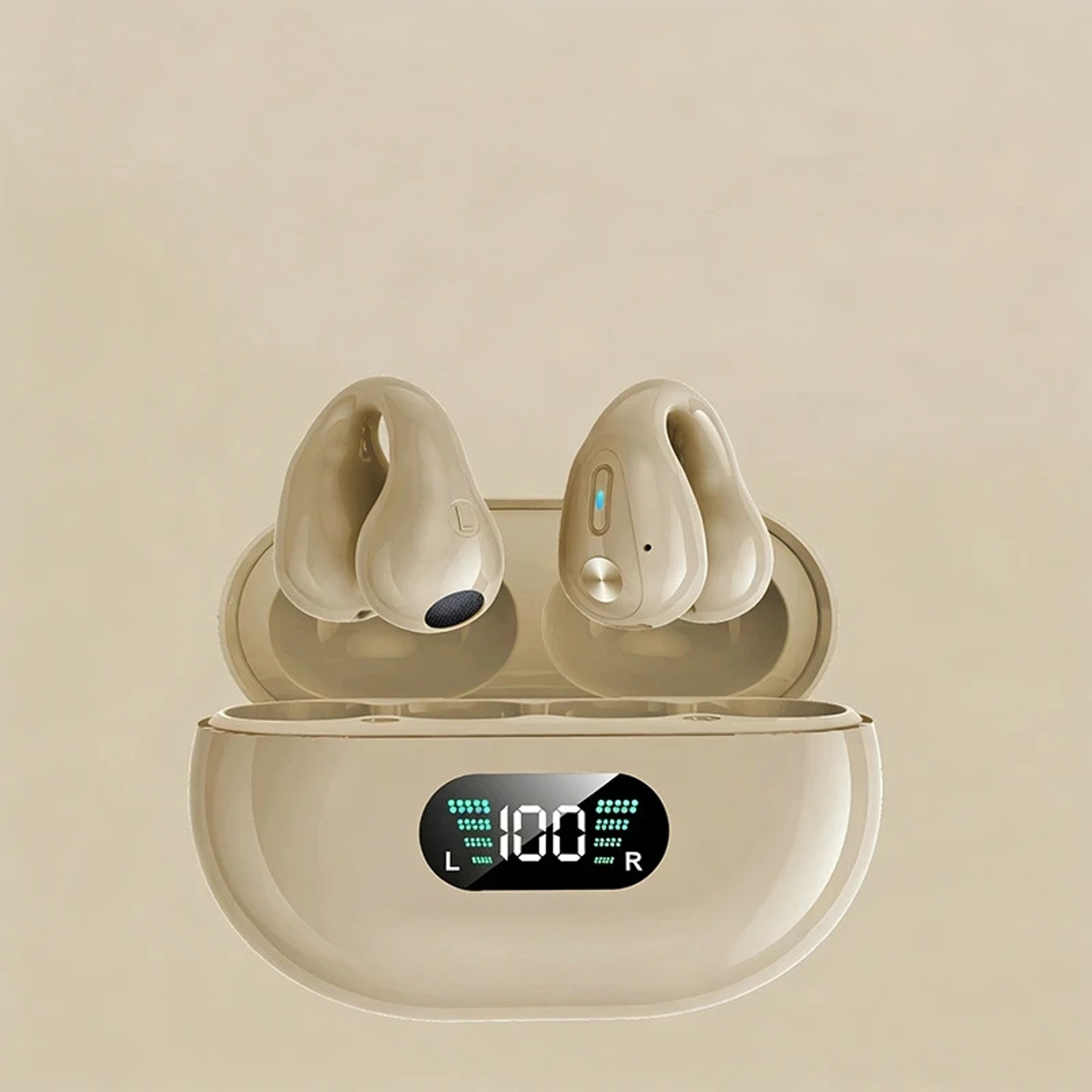 Clip On Wireless Bluetooth Earbuds With LED Power Display And Mic 5