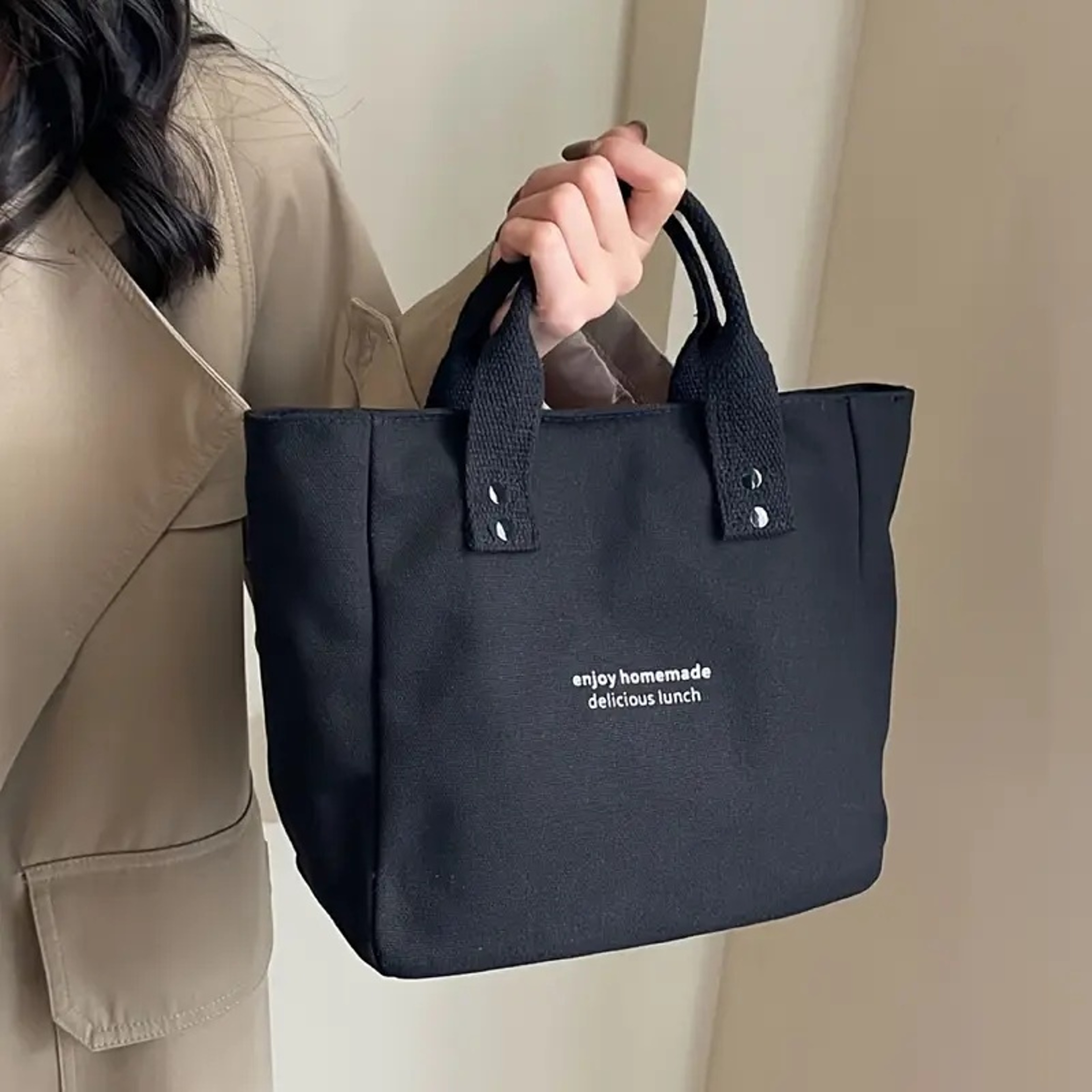 Classic Canvas Tote Bag Durable Solid Color Shoulder Bag For Work And Everyday Use 1