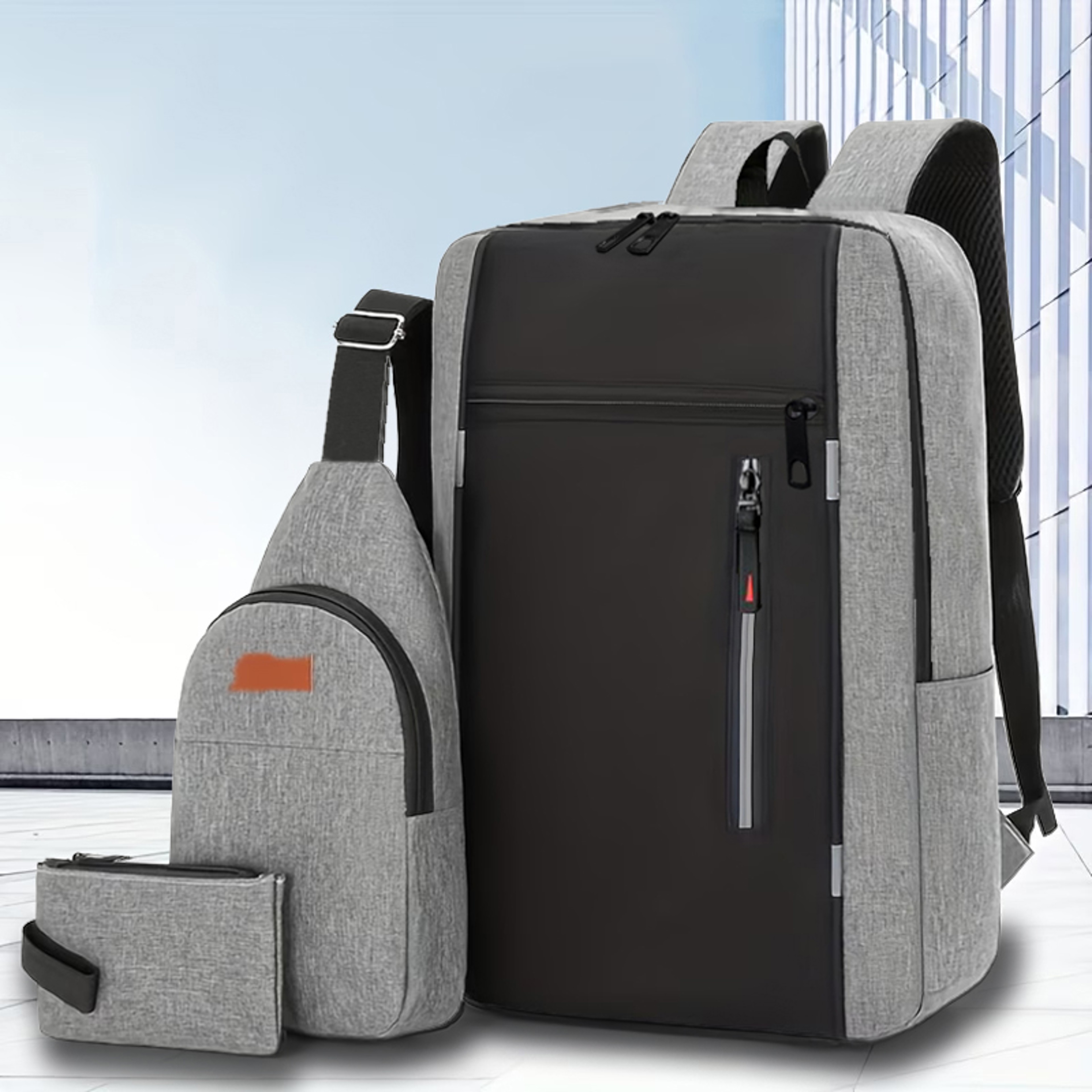 Laptop Backpack Set Breathable Business Travel Backpack with Sling Bag and Pouch – view 2