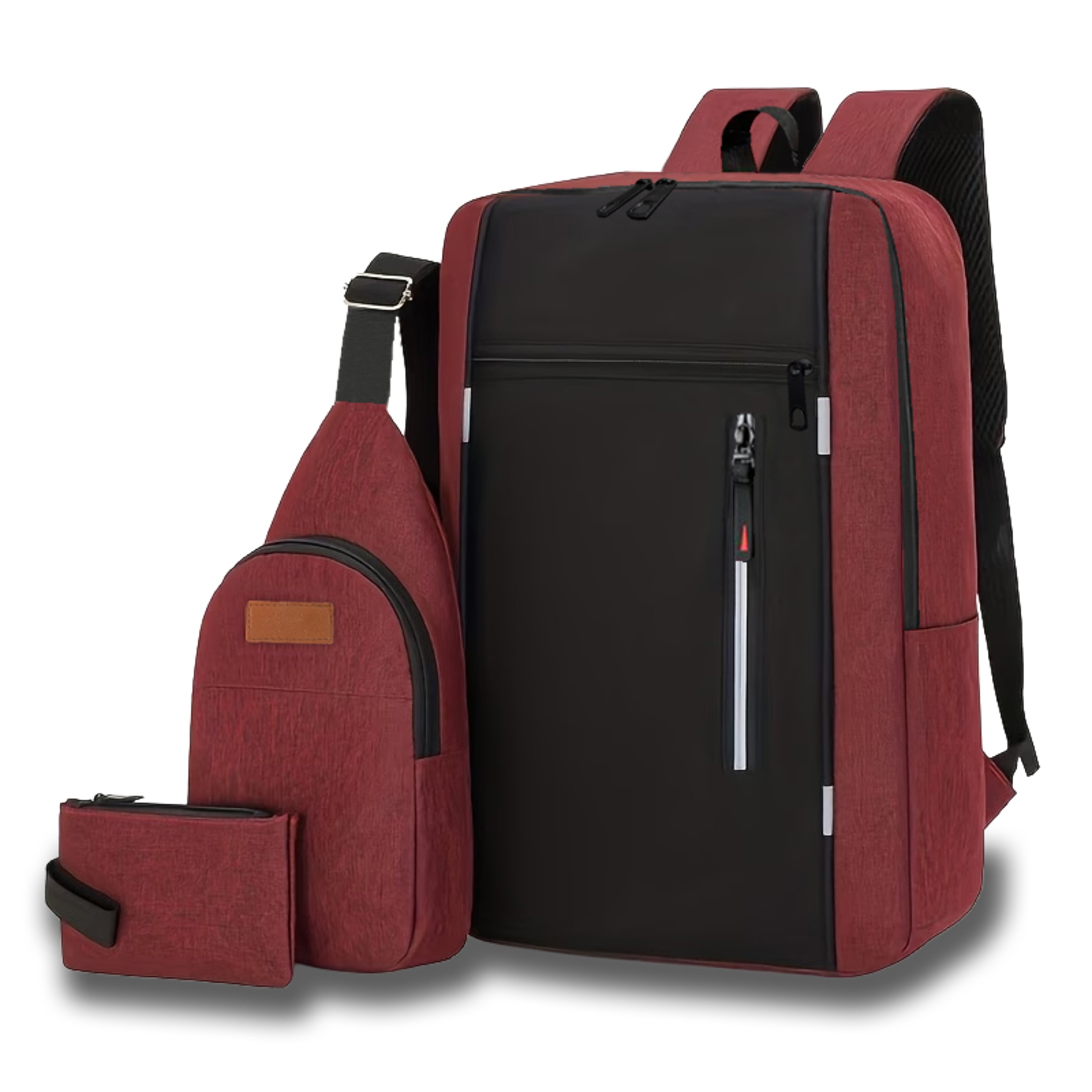 Laptop Backpack Set Breathable Business Travel Backpack with Sling Bag and Pouch – view 10