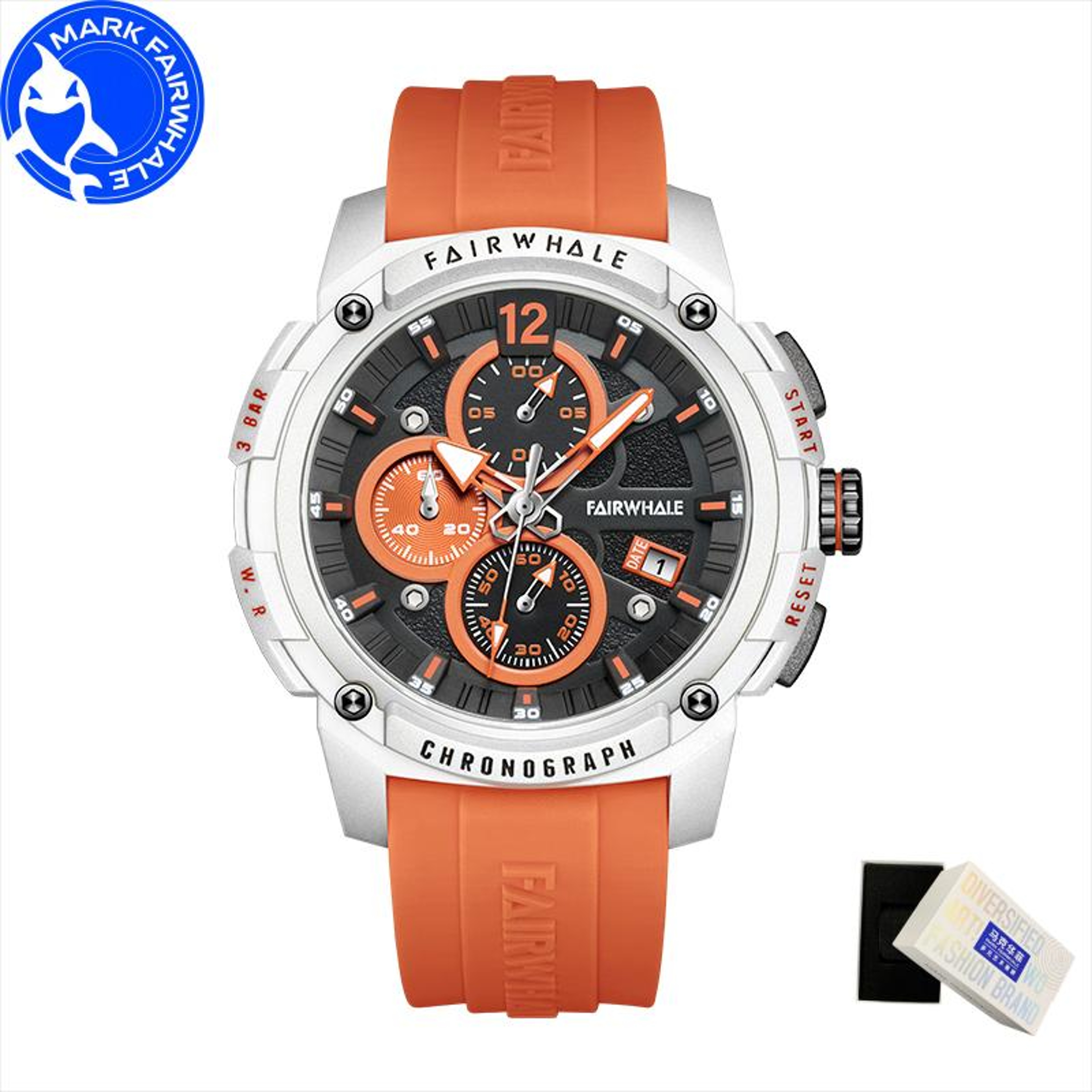 Mens Waterproof Chronograph Quartz Watch With Silicone Strap 5