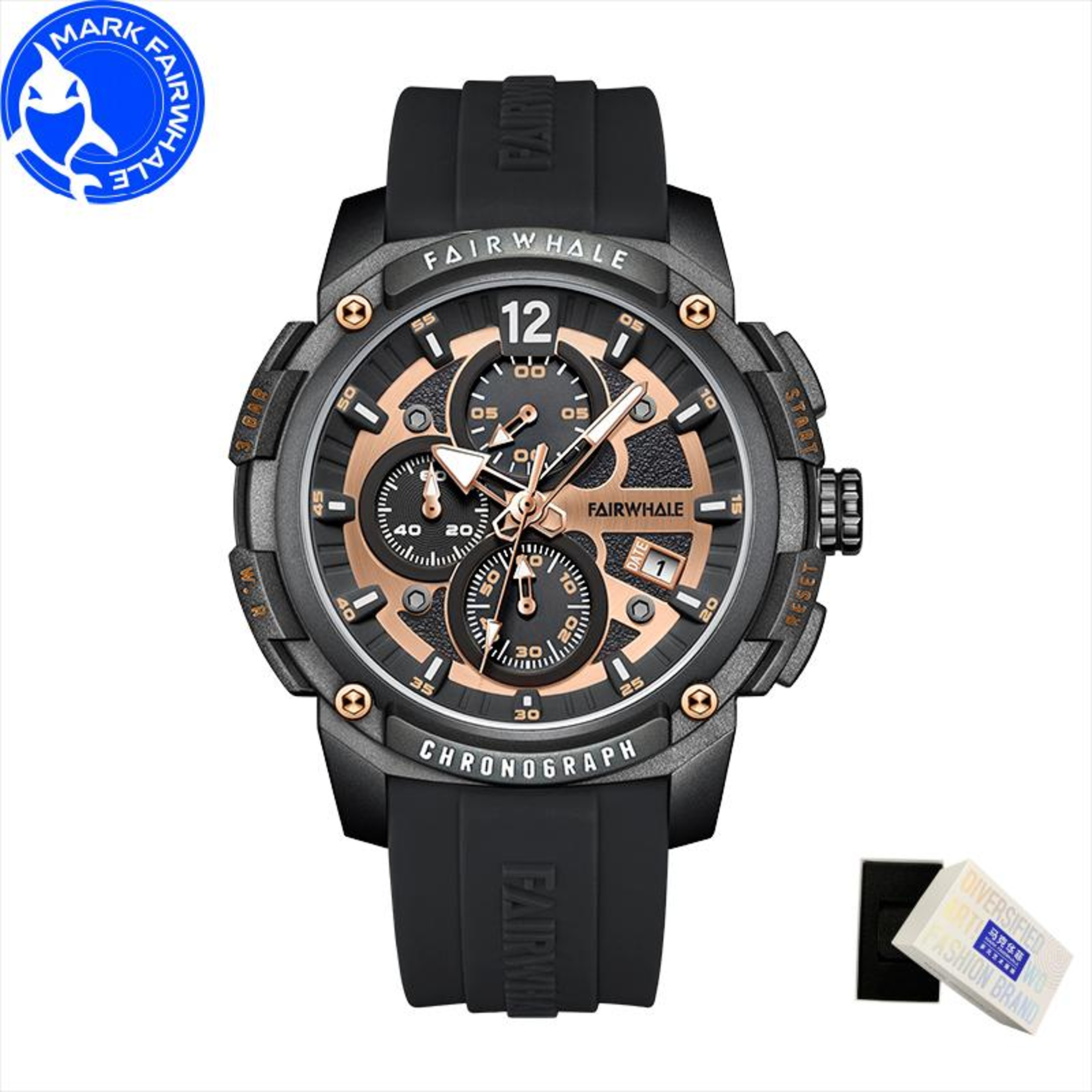 Mens Waterproof Chronograph Quartz Watch With Silicone Strap 6