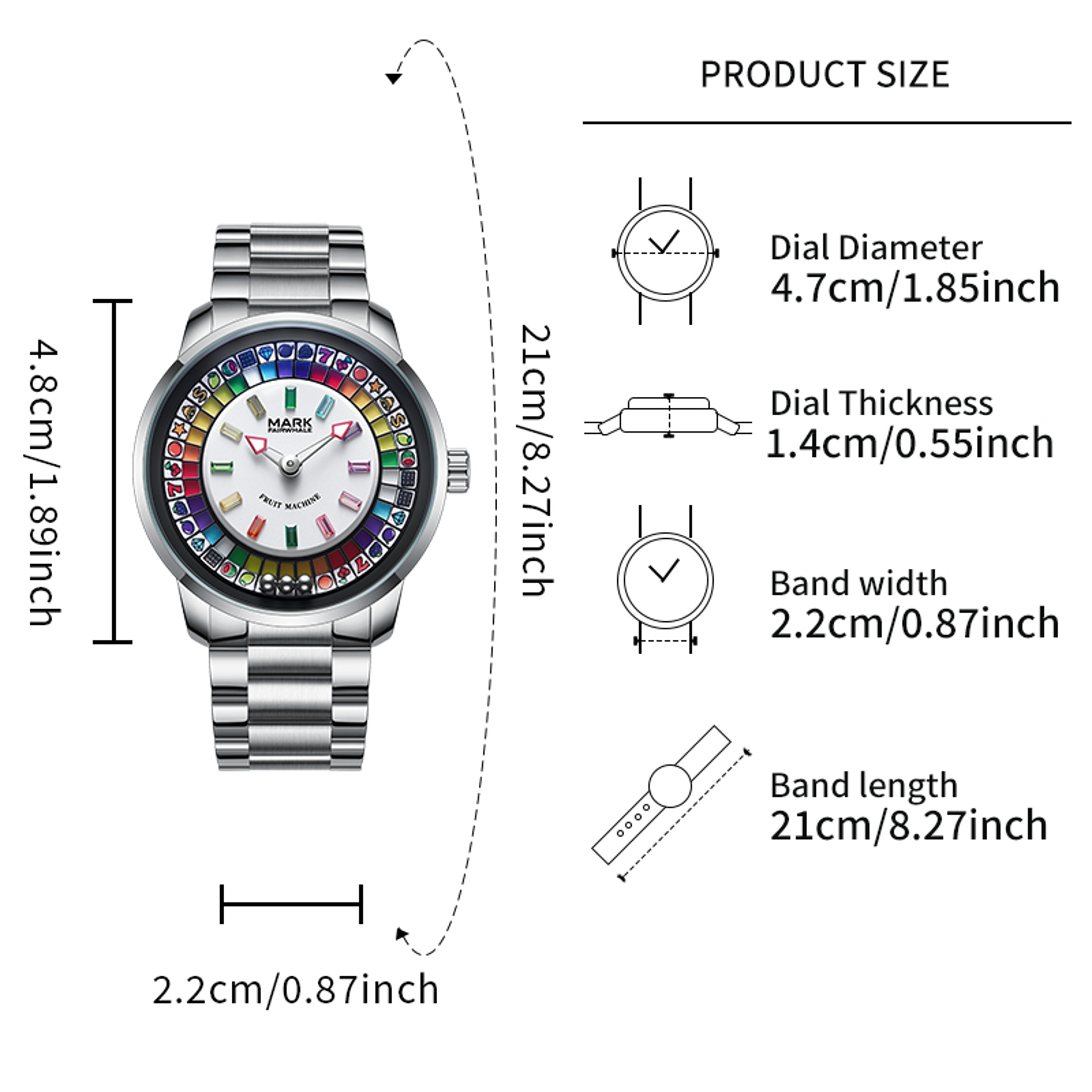 Rotating Dial Quartz Watch For Men With Crystal Accents And Metal Bracelet 5