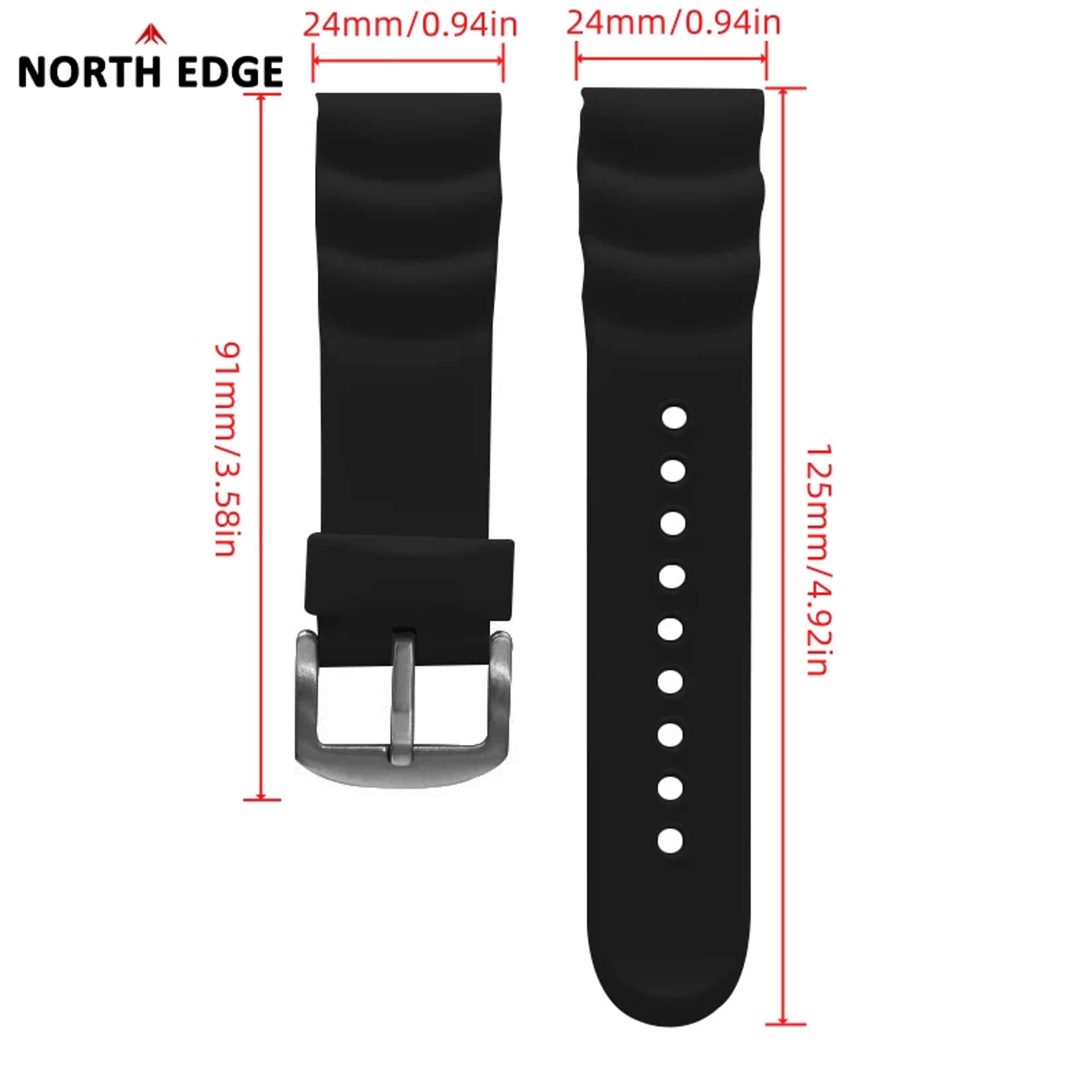 Soft Rubber Watch Strap Durable Replacement Watch Band 3