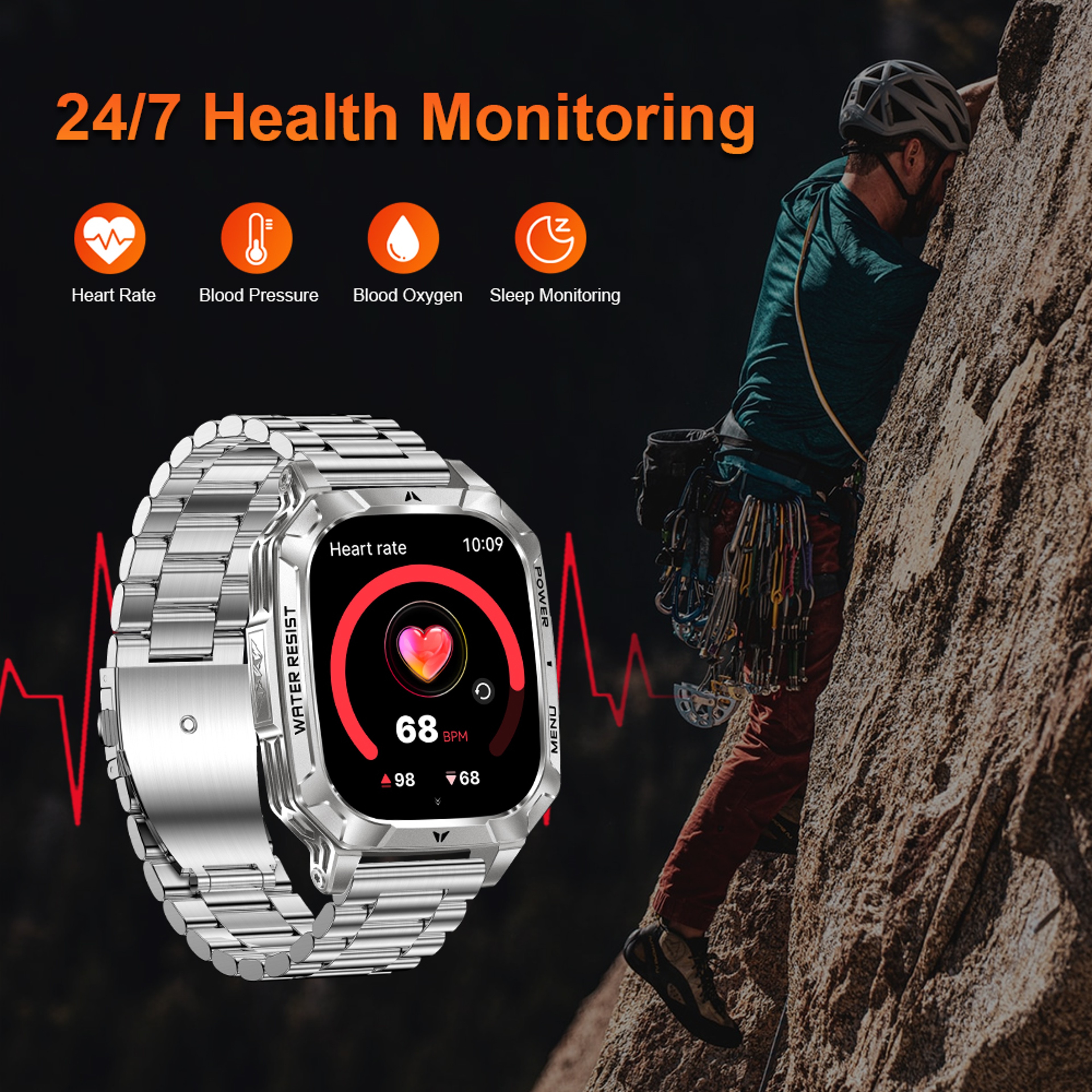 Outdoor Smartwatch For Men With Bluetooth Calling Flashlight And Health Monitoring 3