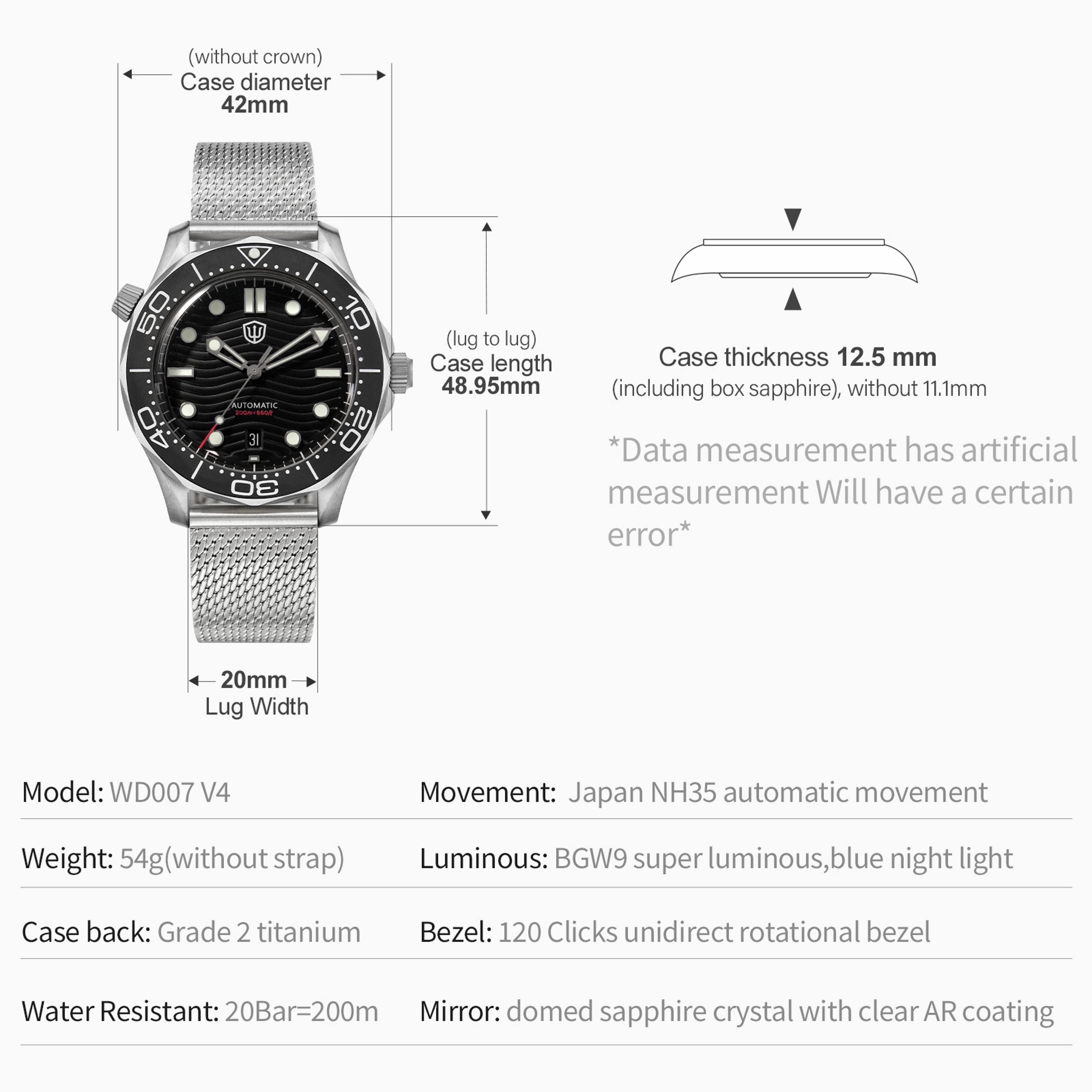 Automatic Titanium Dive Watch With Sapphire Crystal Click Bezel Helium Valve 1