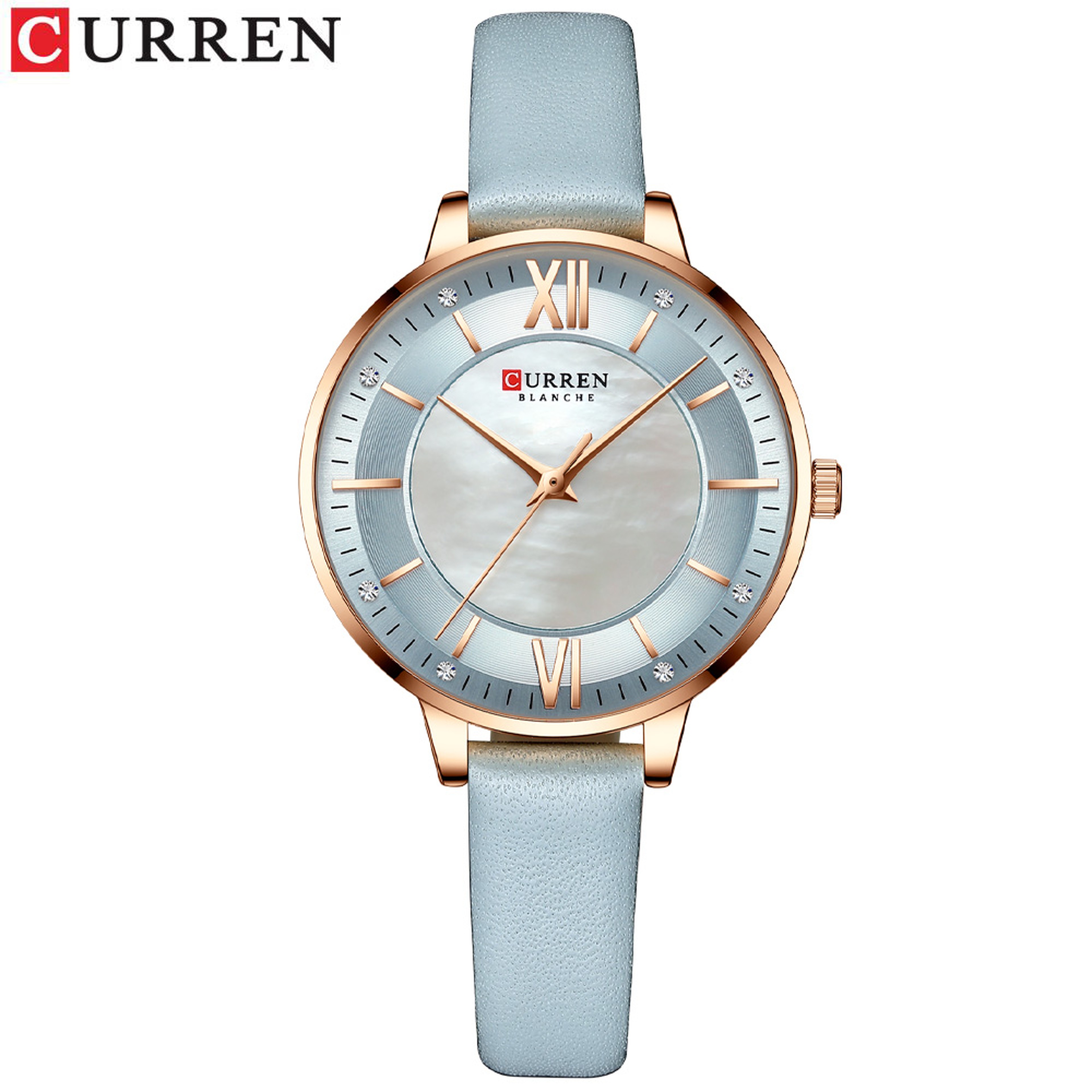 Elegant Luxury Leather Strap Ladies Quartz Watch 5